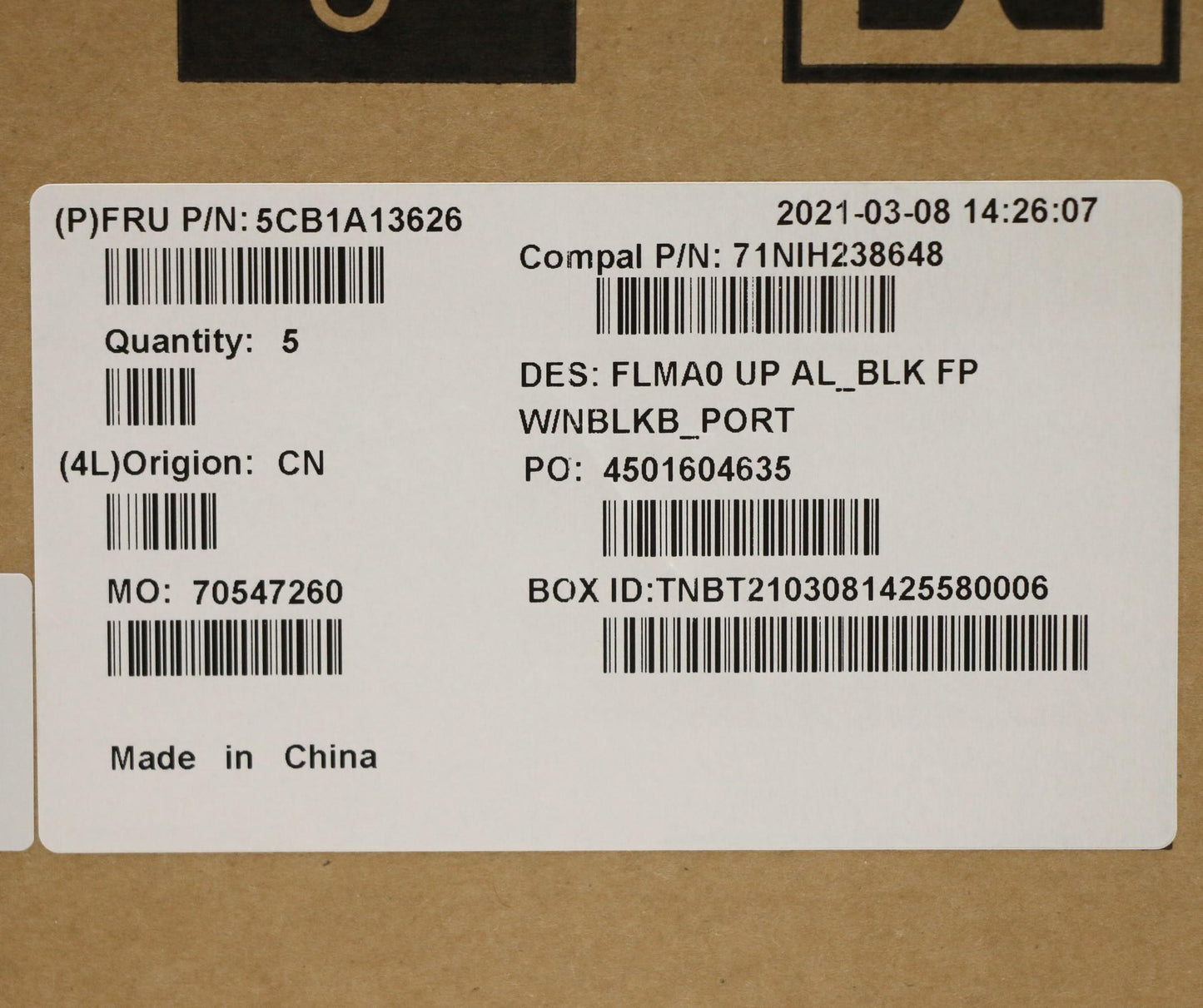 Lenovo Cover Upper C81Ym Al_Blk Fp Nb - 5CB1A13626