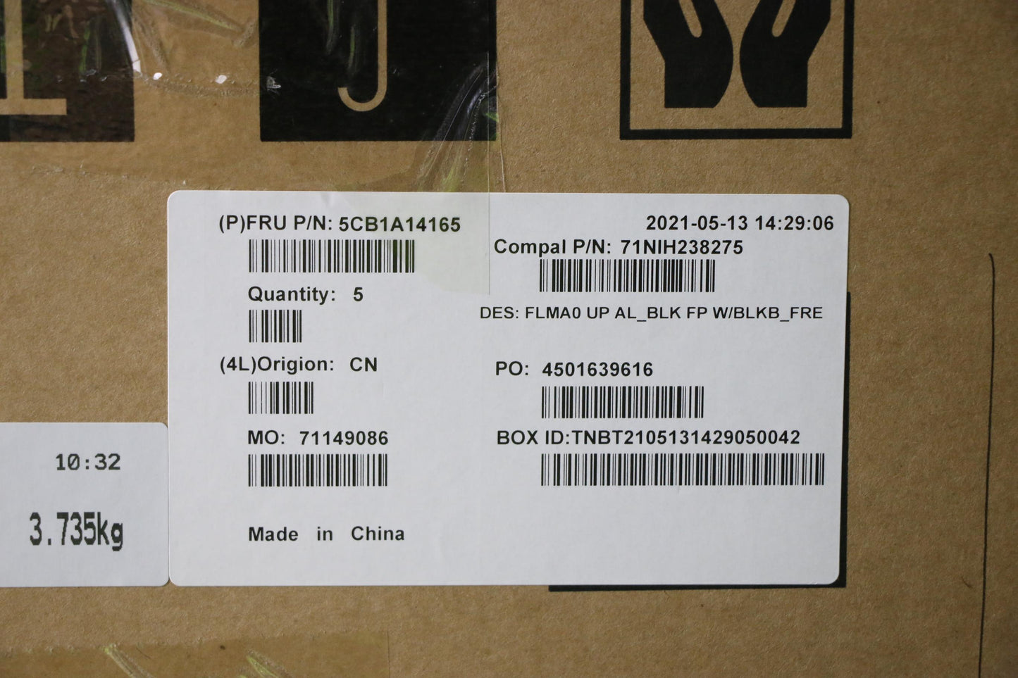Lenovo Cover Upper C81Ym Al_Blk Fp Bl - 5CB1A14165