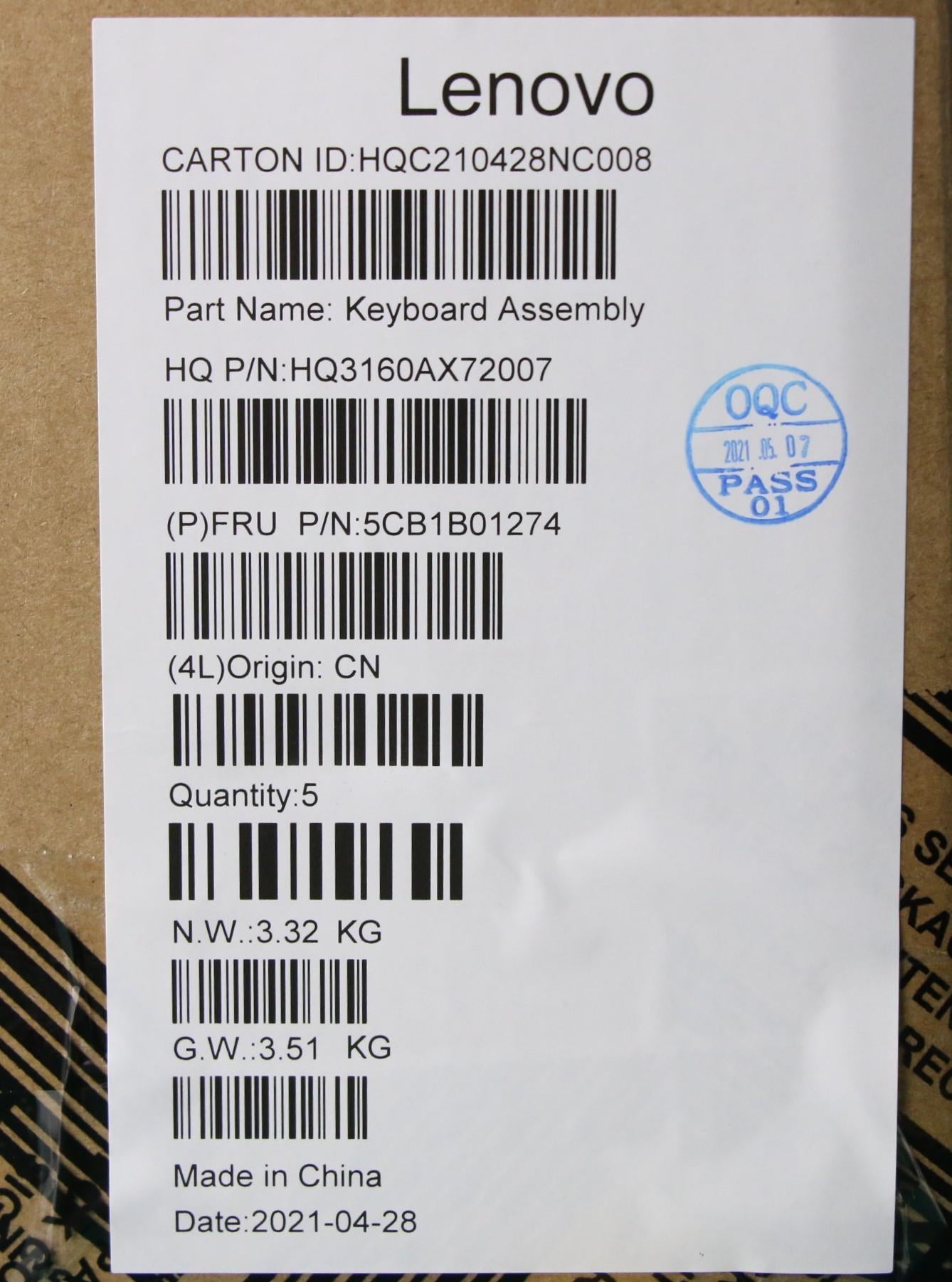 Lenovo Cover Upper Case Asm_Uke H 82C - 5CB1B01274