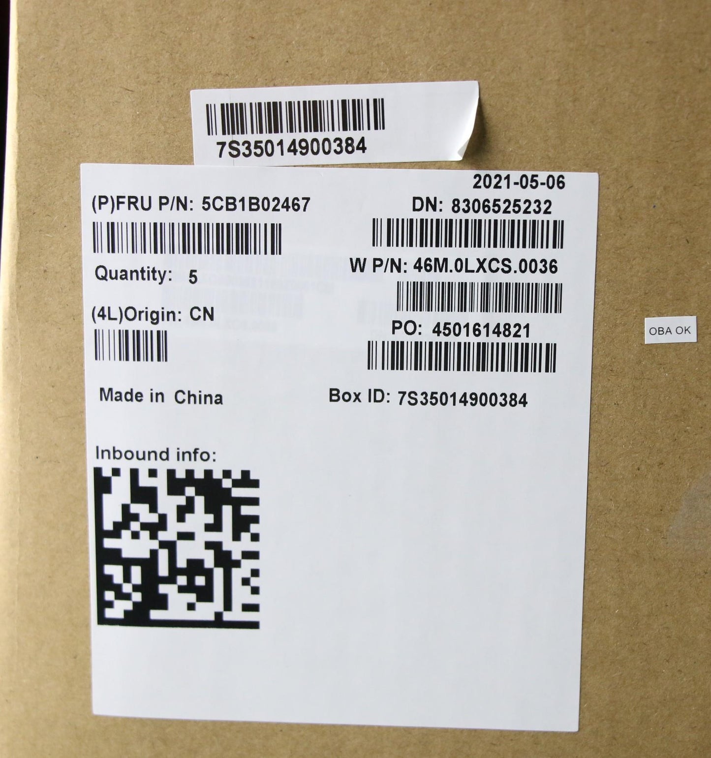 Lenovo Cover Upper Case Asm_Hin W 20V - 5CB1B02467