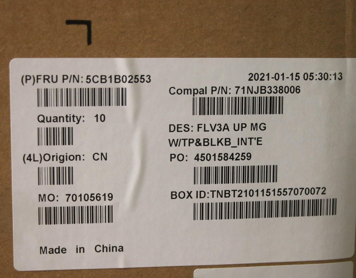 Lenovo Cover Upper Case Asm_Euro Eng - 5CB1B02553
