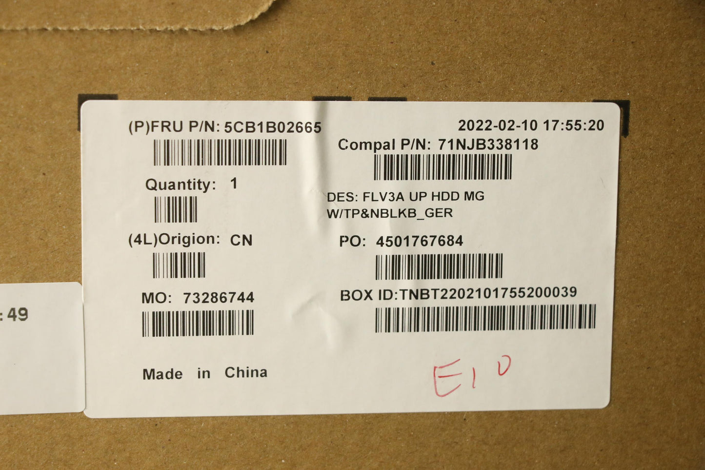 Lenovo Cover Upper Case Asm_Ger C 20V - 5CB1B02665