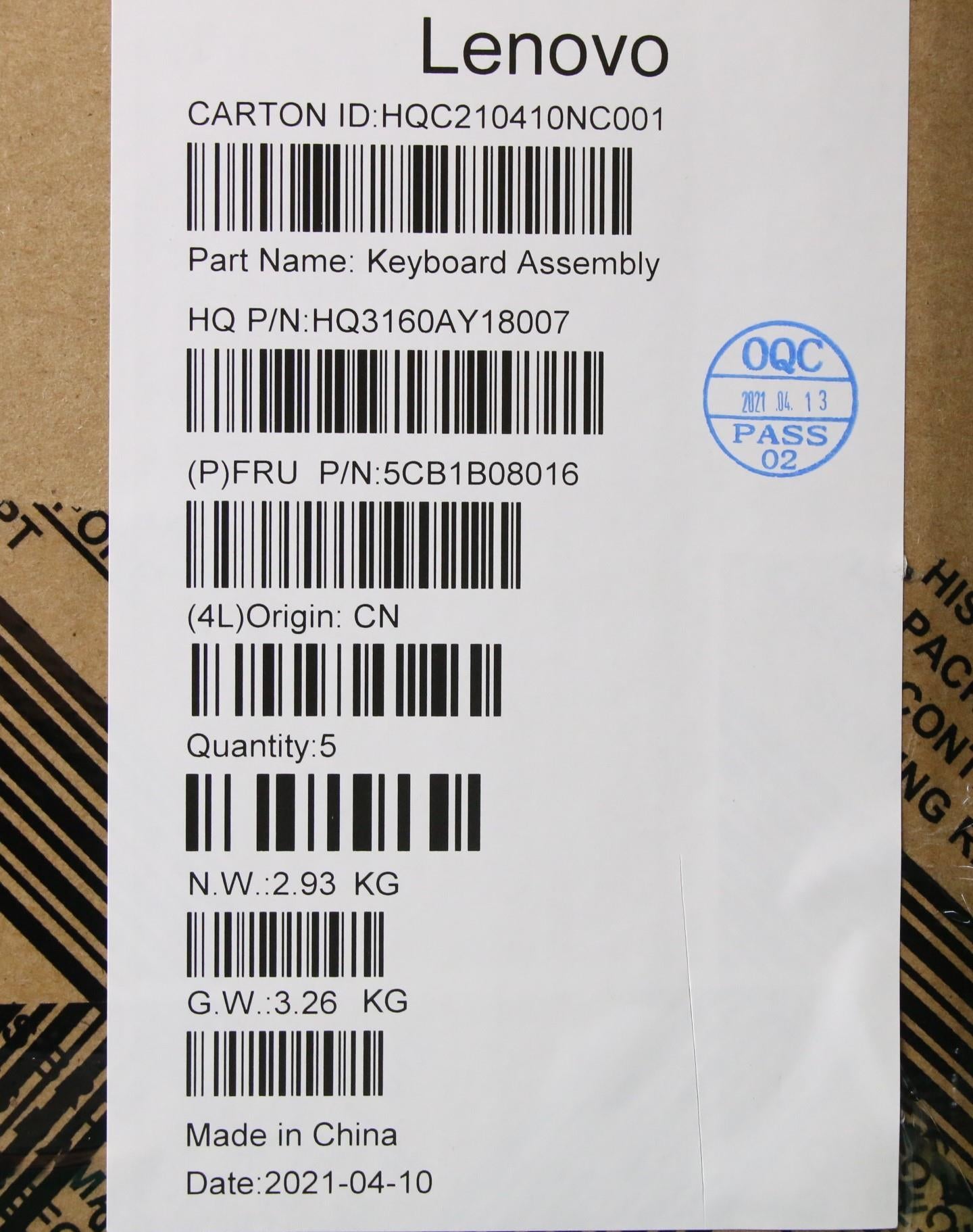 Lenovo Cover Upper Case Asm_Uke H 82E - 5CB1B08016