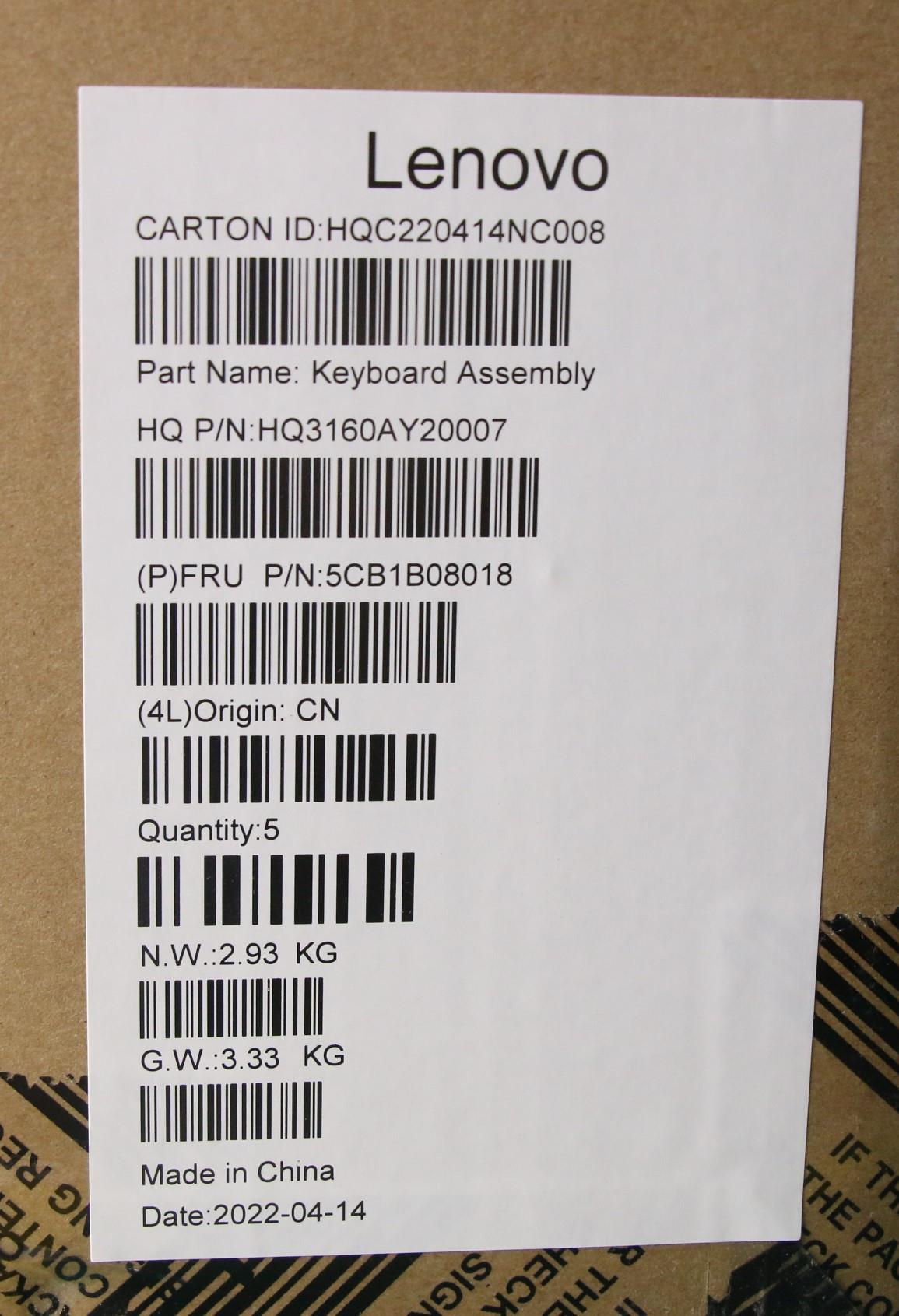 Lenovo Upper Case ASM, USA English, H82EVMO White - 5CB1B08018