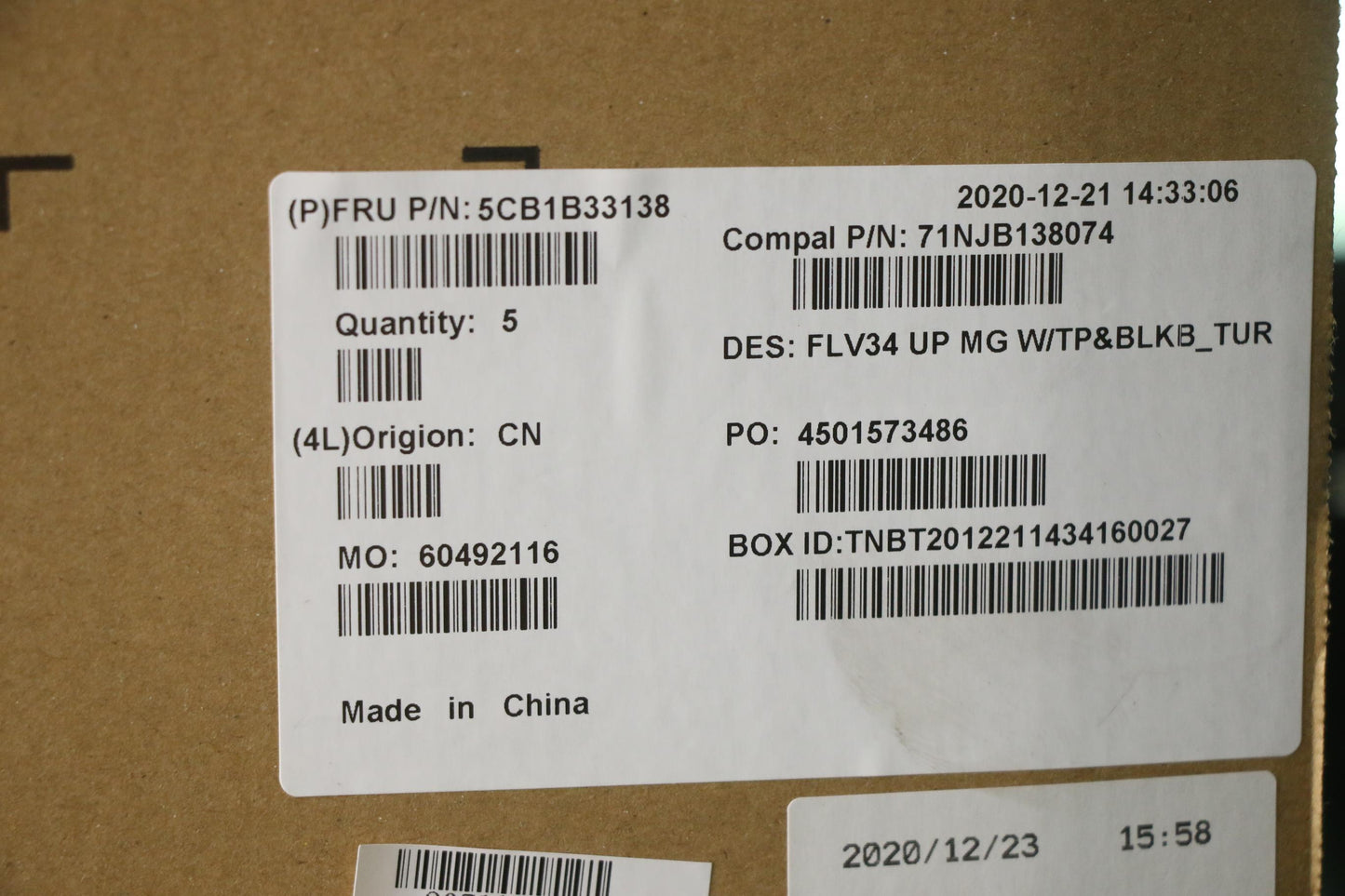 Lenovo Cover Upper Case Asm_Tur C 20V - 5CB1B33138