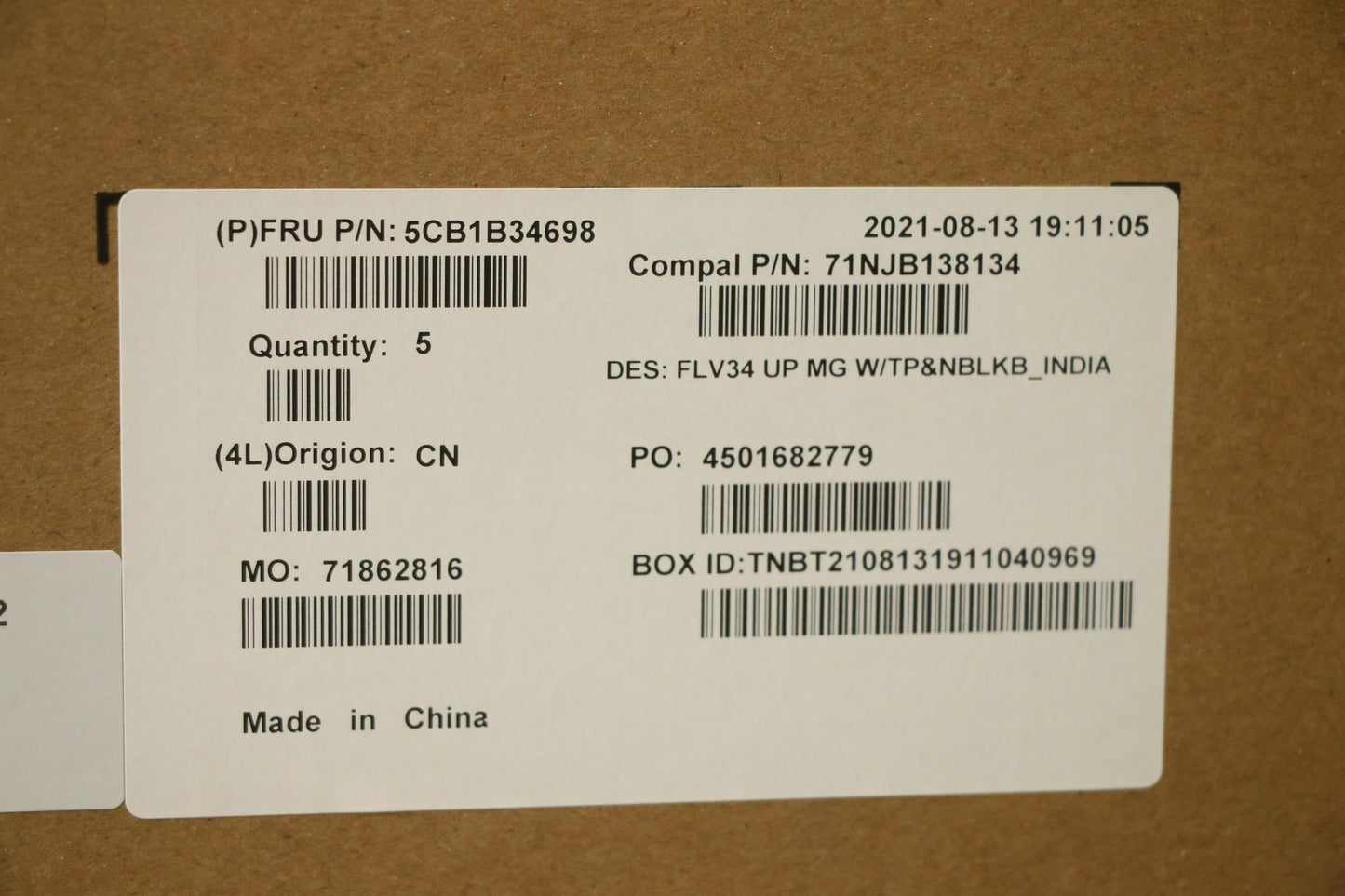 Lenovo Cover Upper Case Asm_Hin C 20V - 5CB1B34698