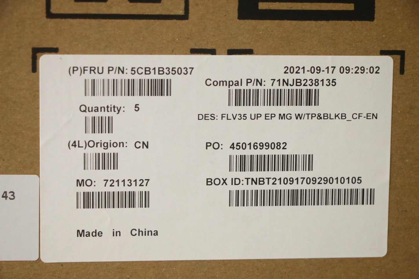 Lenovo Cover Uppercaseasm_Fra/Eng C20 - 5CB1B35037