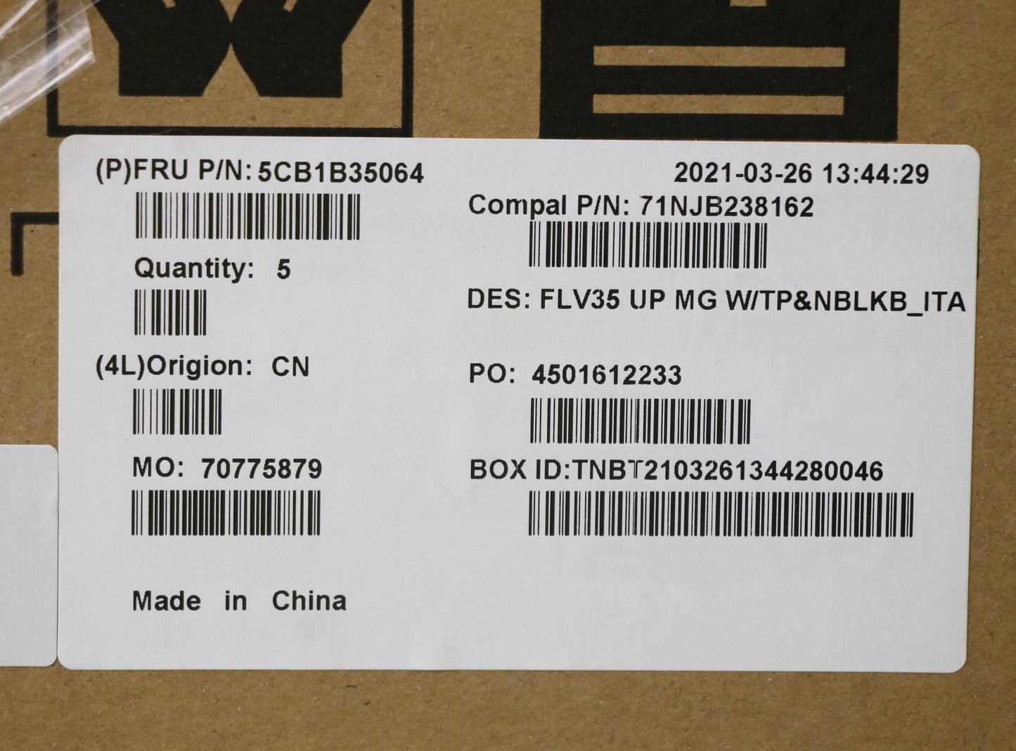 Lenovo Cover Uppercaseasm_Ita C20Ve M - 5CB1B35064