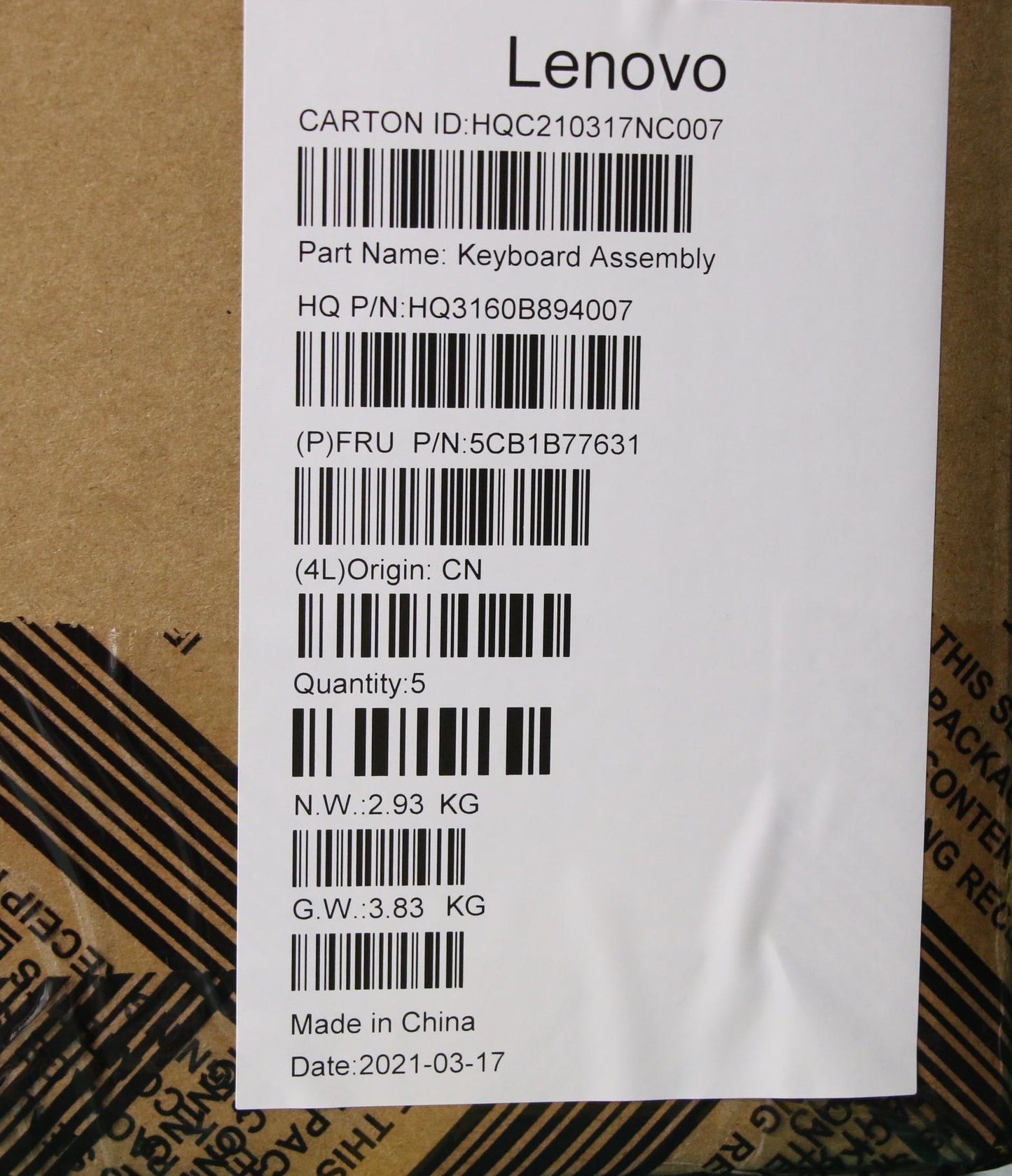 Lenovo Upper Case - 5CB1B77631