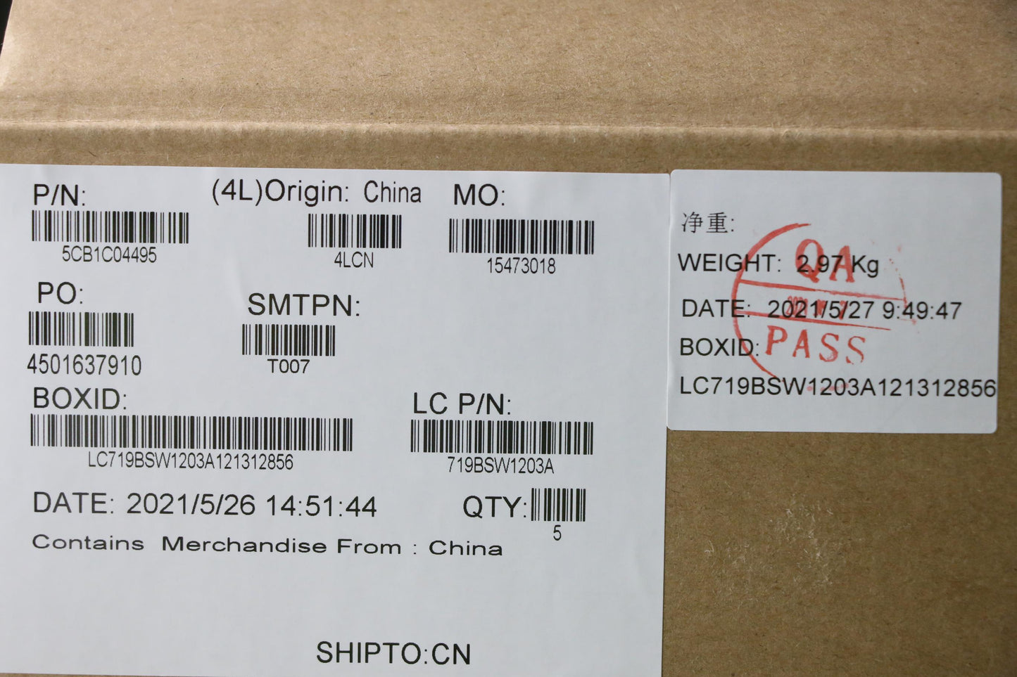 Lenovo Cover Upper Case Asm_Nordic L8 - 5CB1C04495