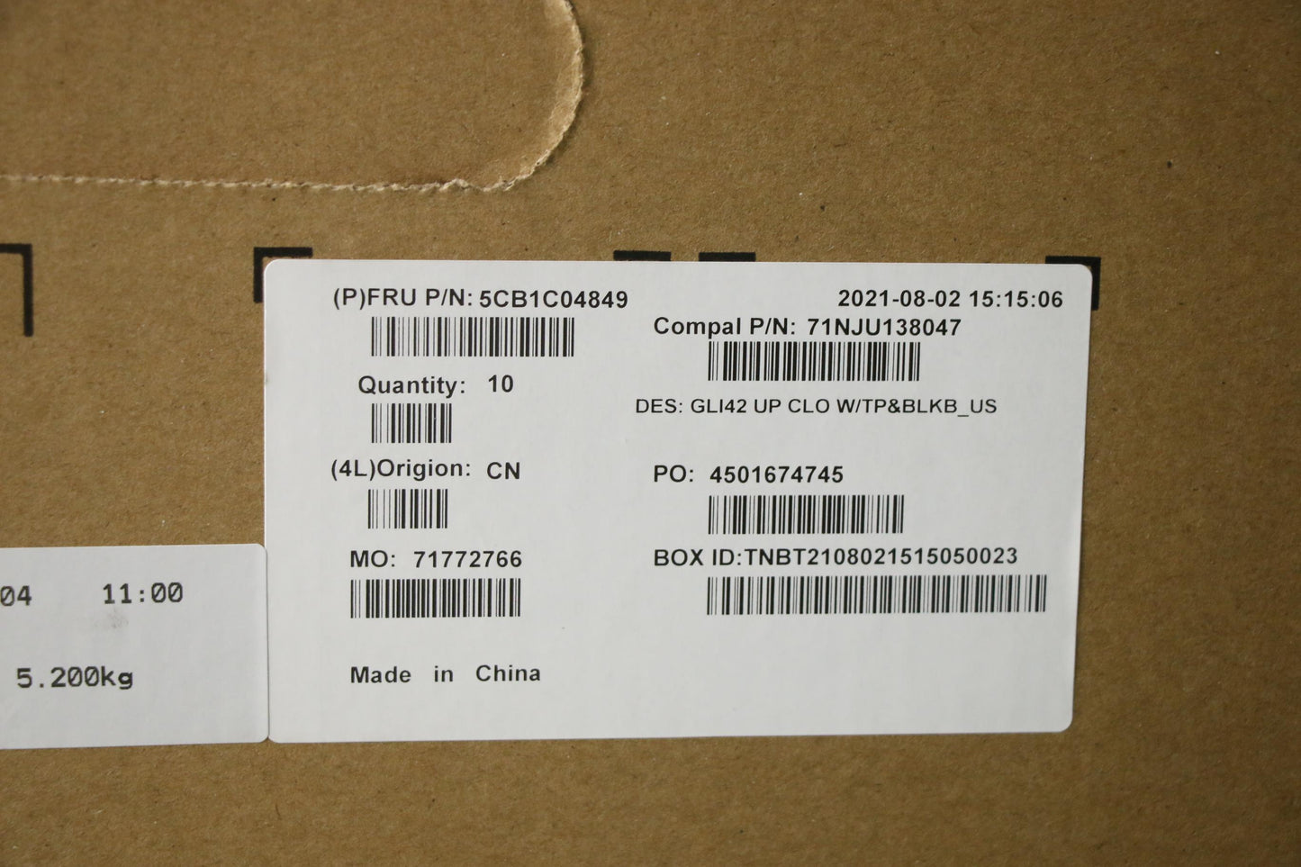 Lenovo Cover Uppercaseasm_Eng C82L3 C - 5CB1C04849