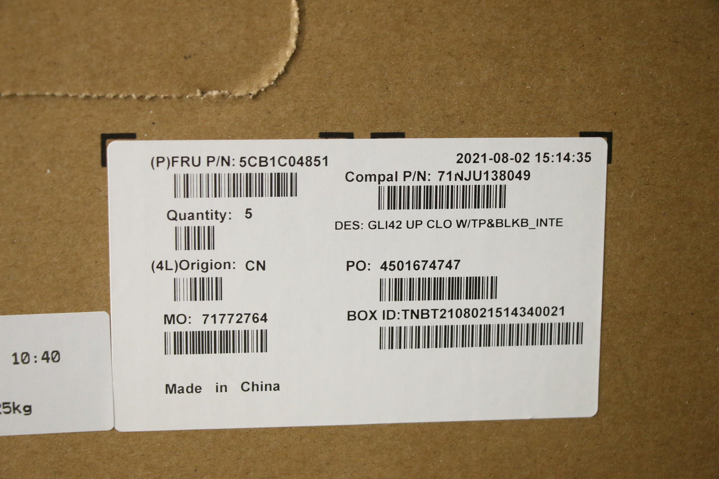 Lenovo Cover Uppercaseasm_Euro Eng C8 - 5CB1C04851