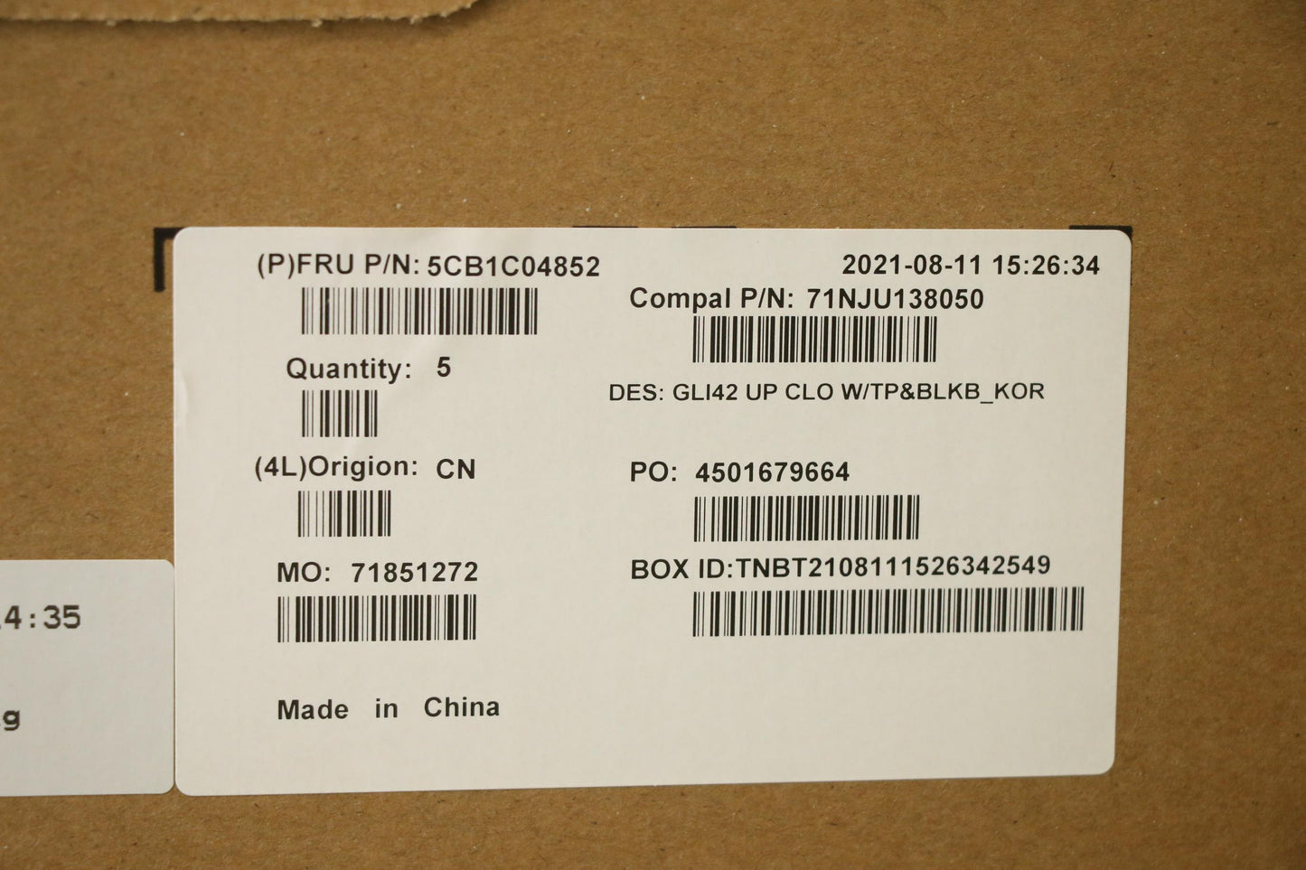 Lenovo Cover Uppercaseasm_Kor C82L3 C - 5CB1C04852