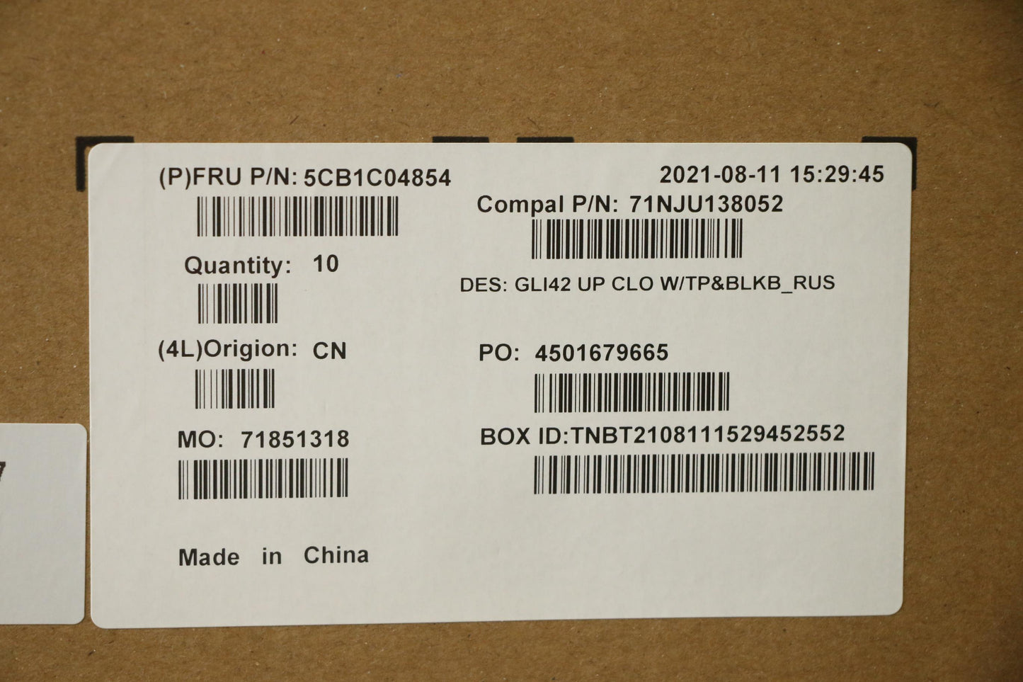 Lenovo Cover Uppercaseasm_Rus C82L3 C - 5CB1C04854