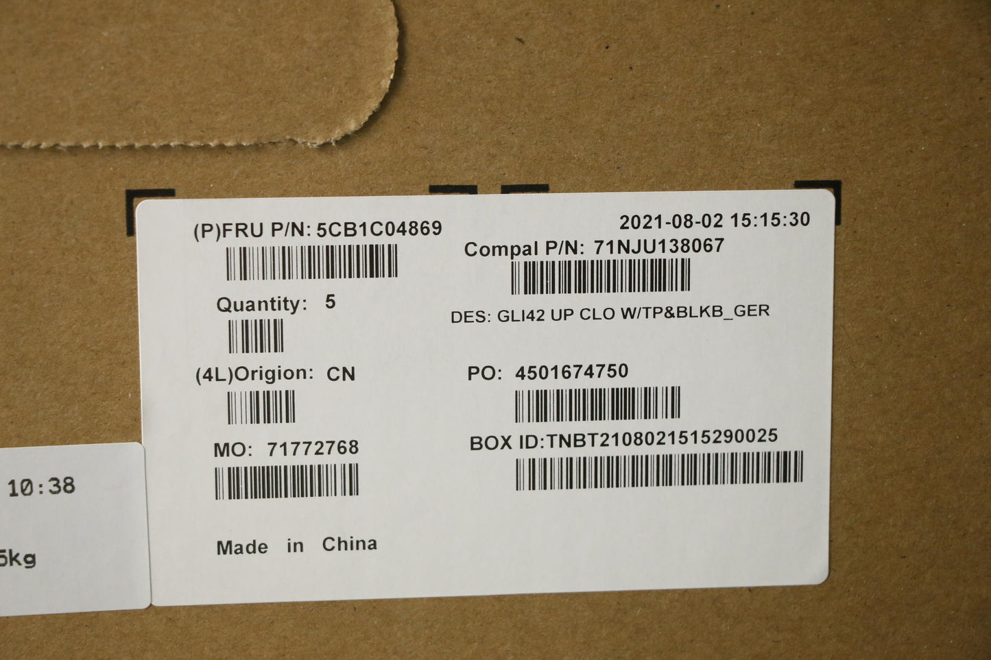 Lenovo Cover Uppercaseasm_Ger C82L3 C - 5CB1C04869
