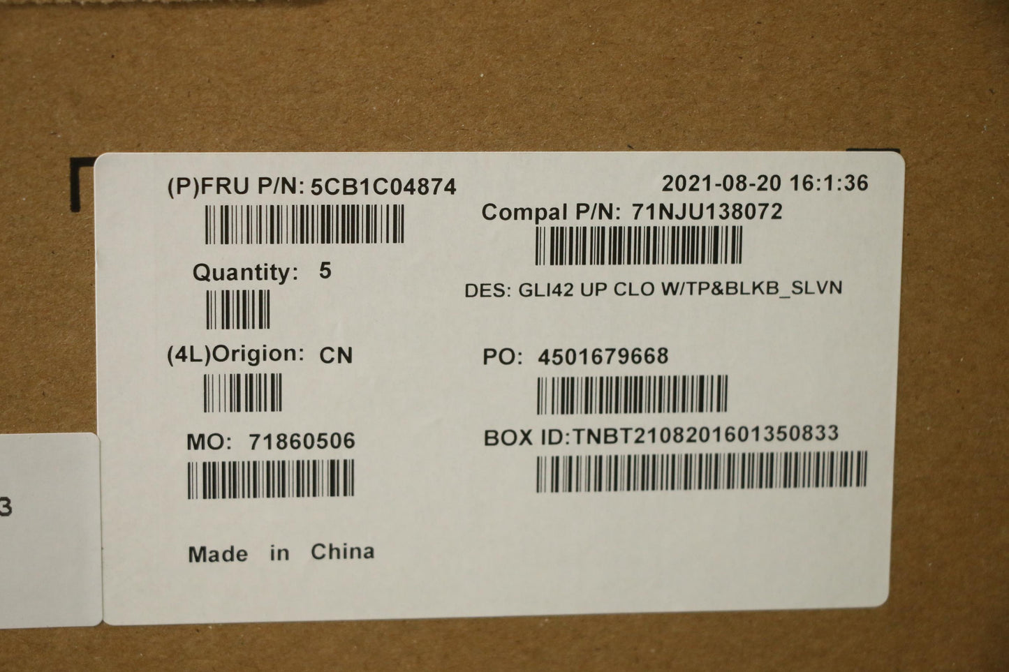 Lenovo Cover Uppercaseasm_Slv C82L3 C - 5CB1C04874