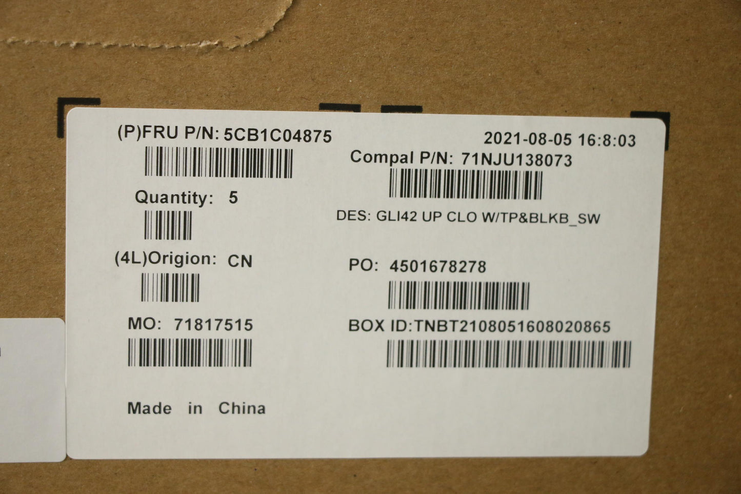 Lenovo Cover Uppercaseasm_Sws C82L3 C - 5CB1C04875