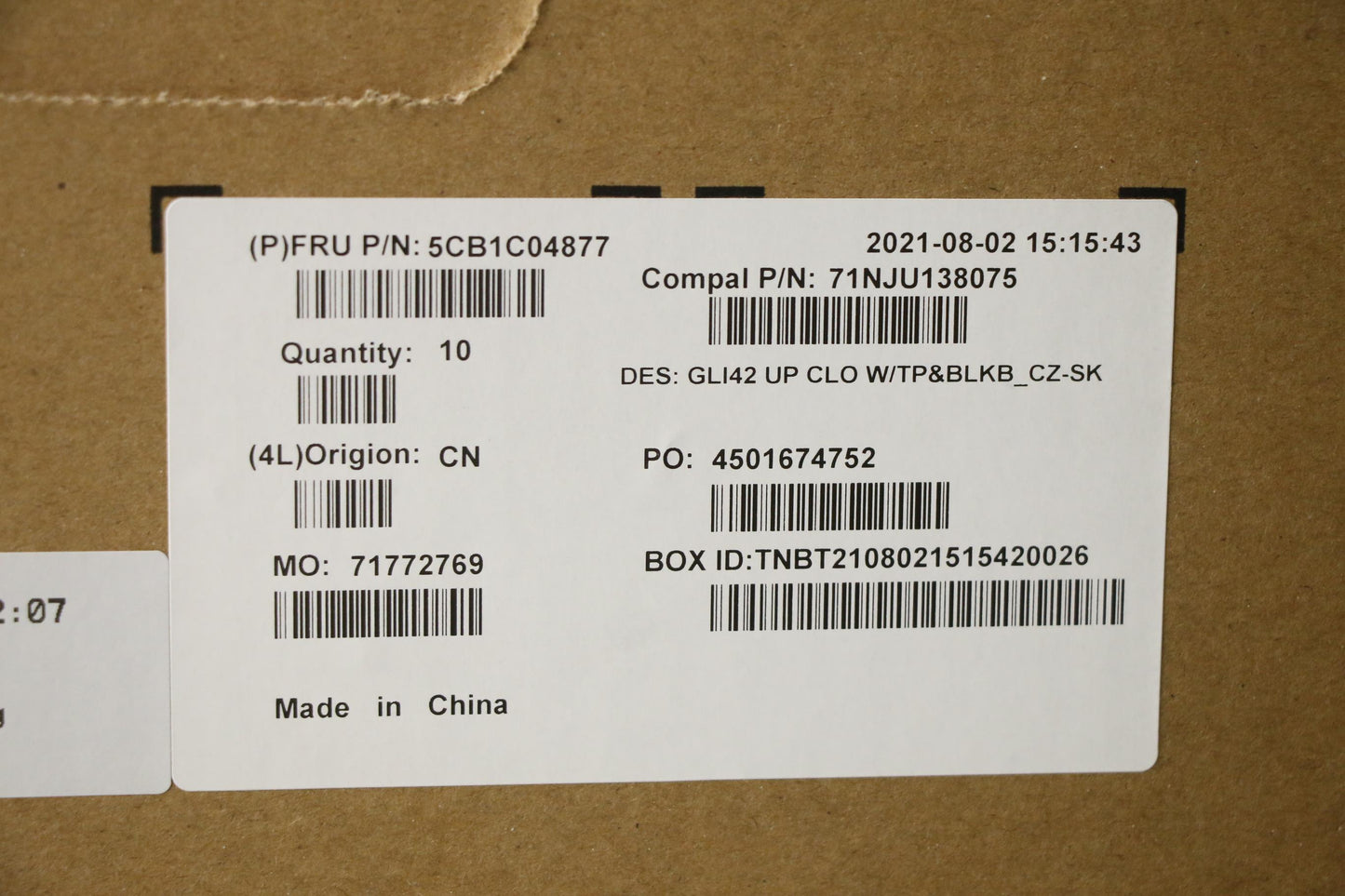 Lenovo Cover Uppercaseasm_Cze/Slk C82 - 5CB1C04877