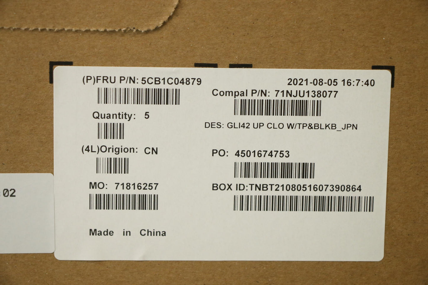 Lenovo Cover Uppercaseasm_Jpn C82L3 C - 5CB1C04879