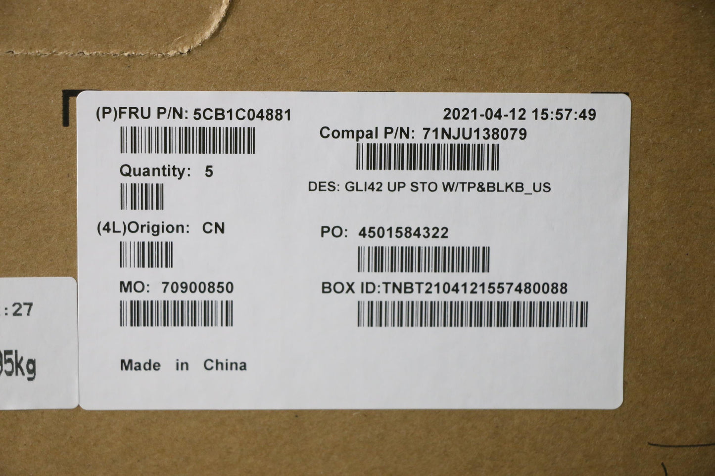Lenovo Cover Uppercaseasm_Eng C82L3 S - 5CB1C04881