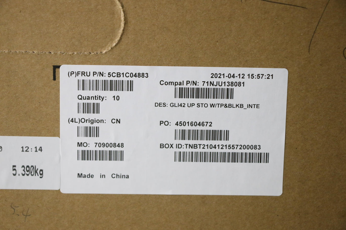 Lenovo Cover Uppercaseasm_Euro Eng C8 - 5CB1C04883