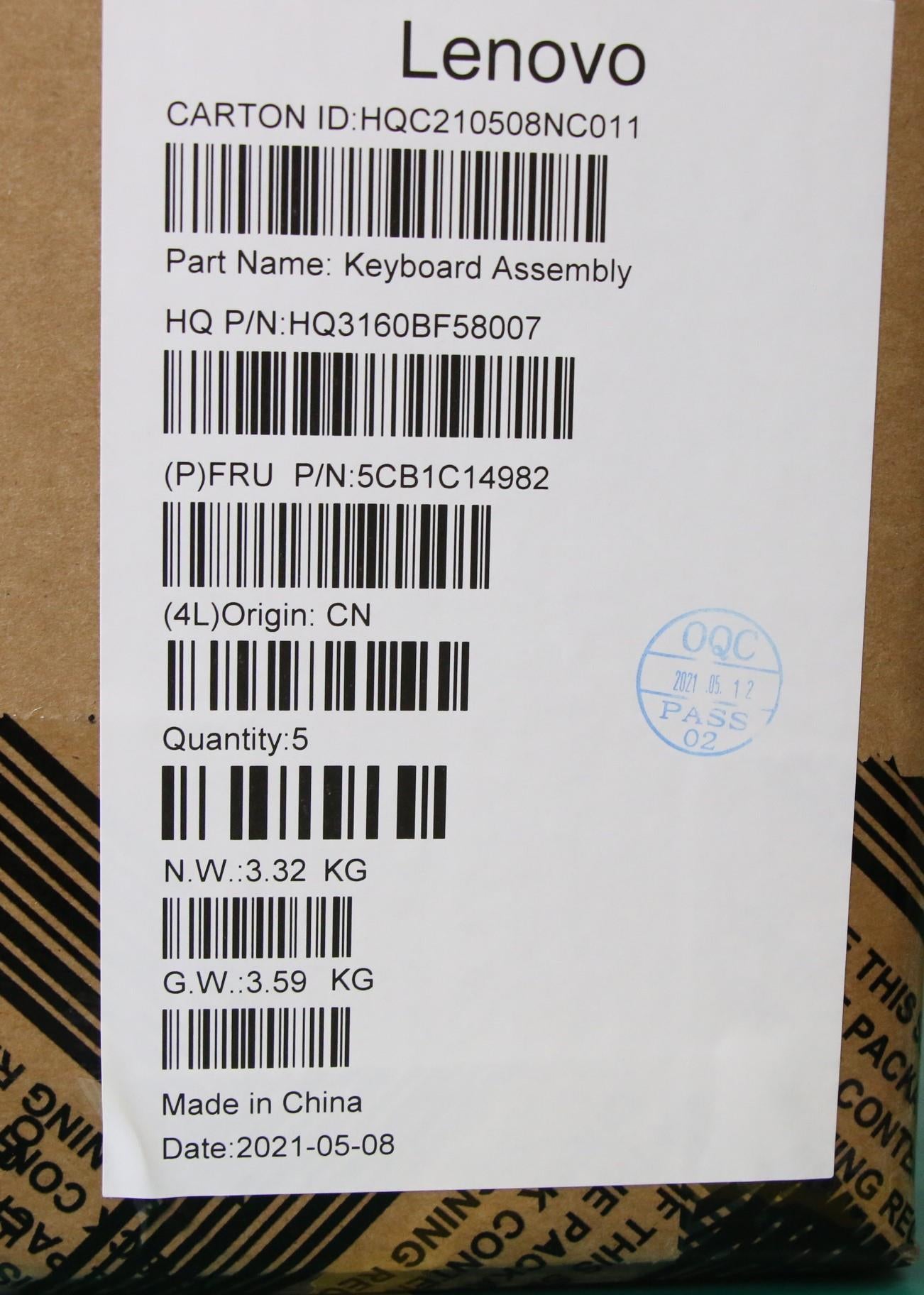 Lenovo Cover Upper Case Asm_Eng H 82C - 5CB1C14982