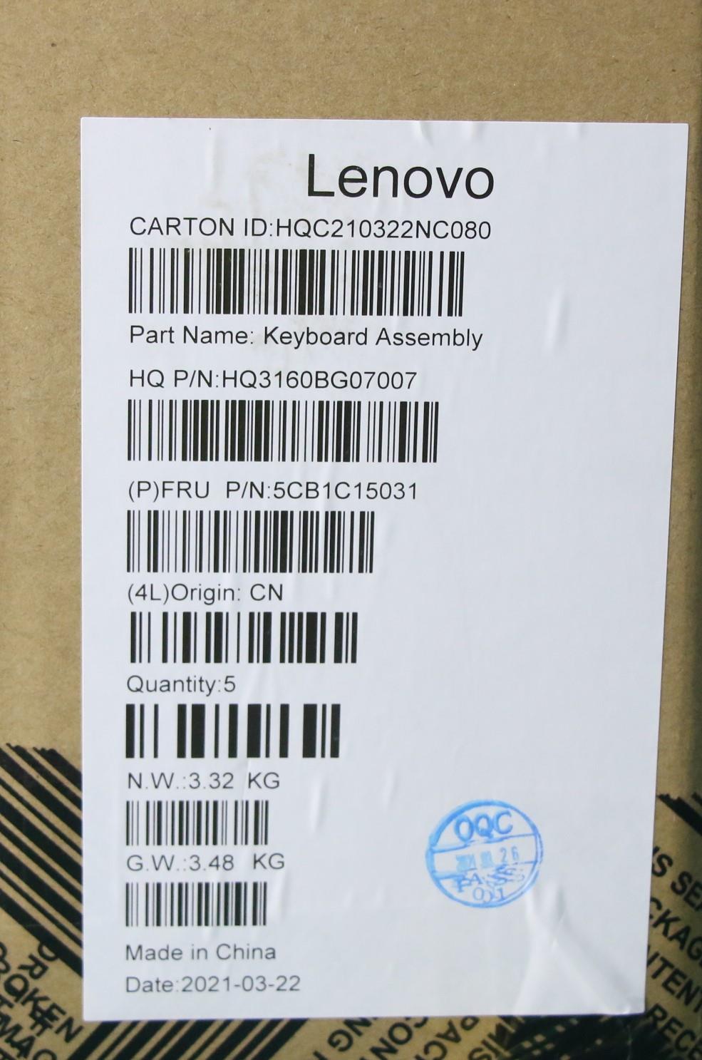 Lenovo Cover Upper Case Asm_Nordic H - 5CB1C15031