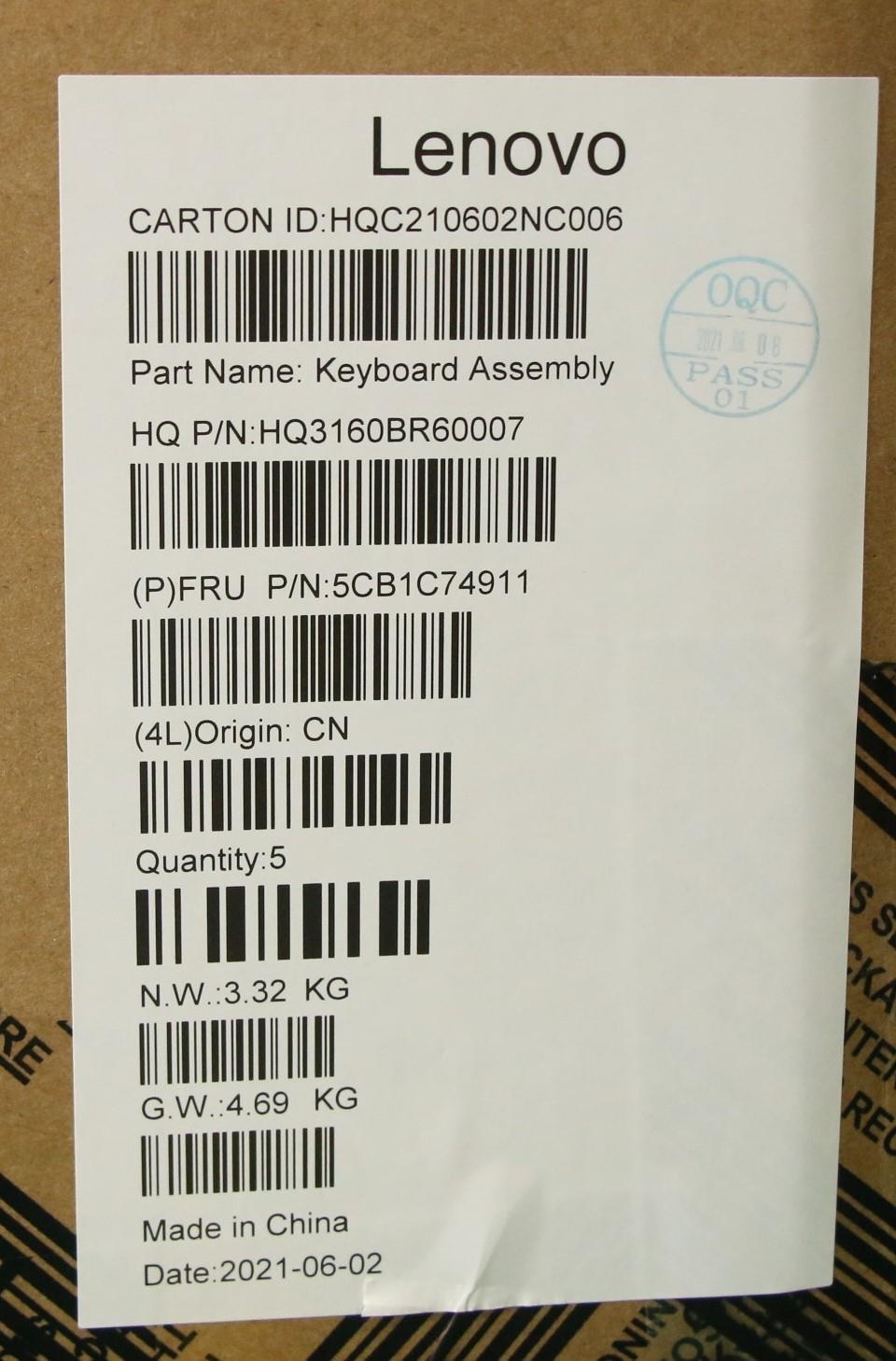 Lenovo Cover Upper Case Asm_Ger H82L5 - 5CB1C74911