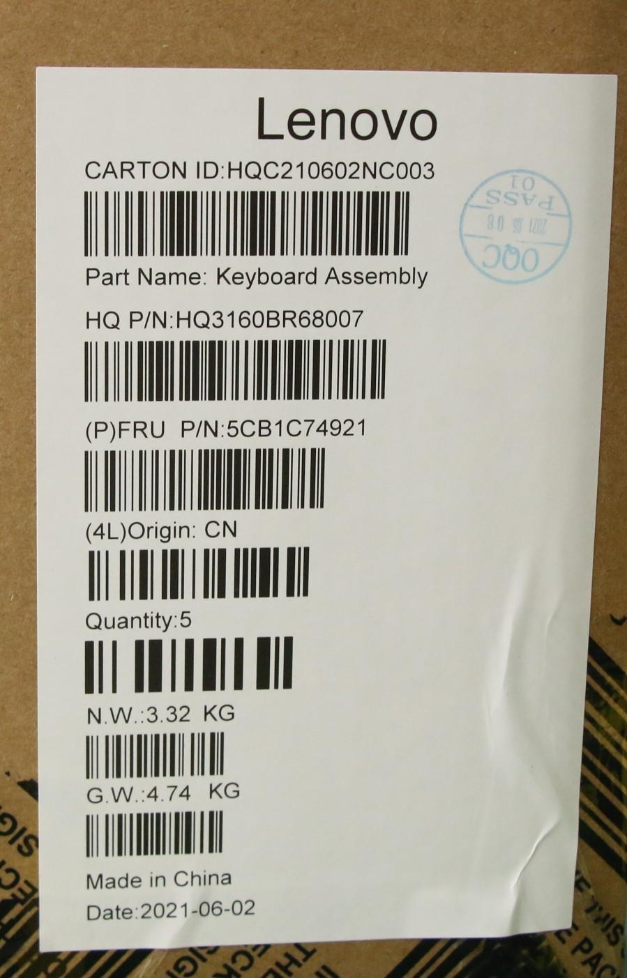 Lenovo Cover Upper Case Asm_Nordic H8 - 5CB1C74921