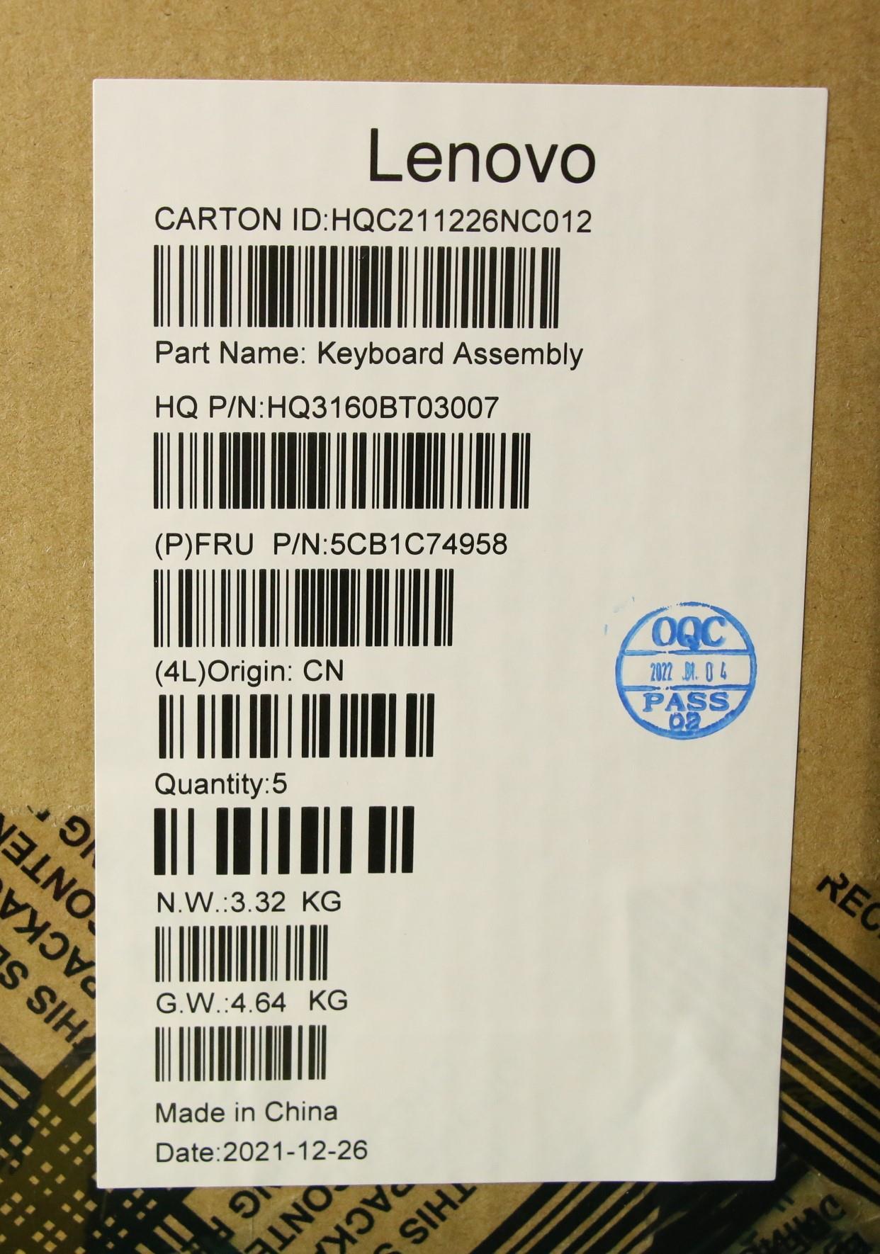 Lenovo Cover Upper Case Asm_Sws H82L5 - 5CB1C74958
