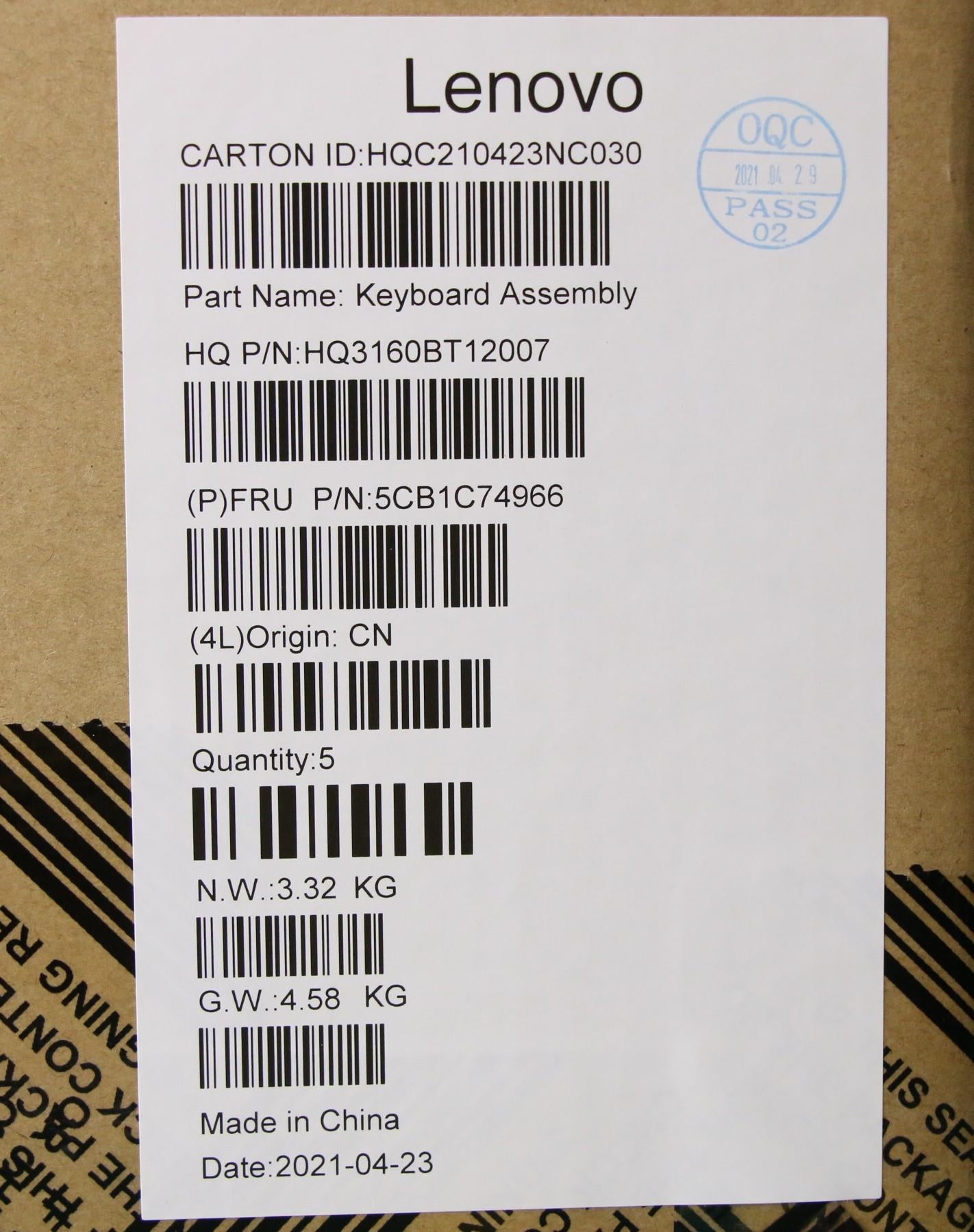 Lenovo Cover Upper Case Asm_Bel H82L5 - 5CB1C74966