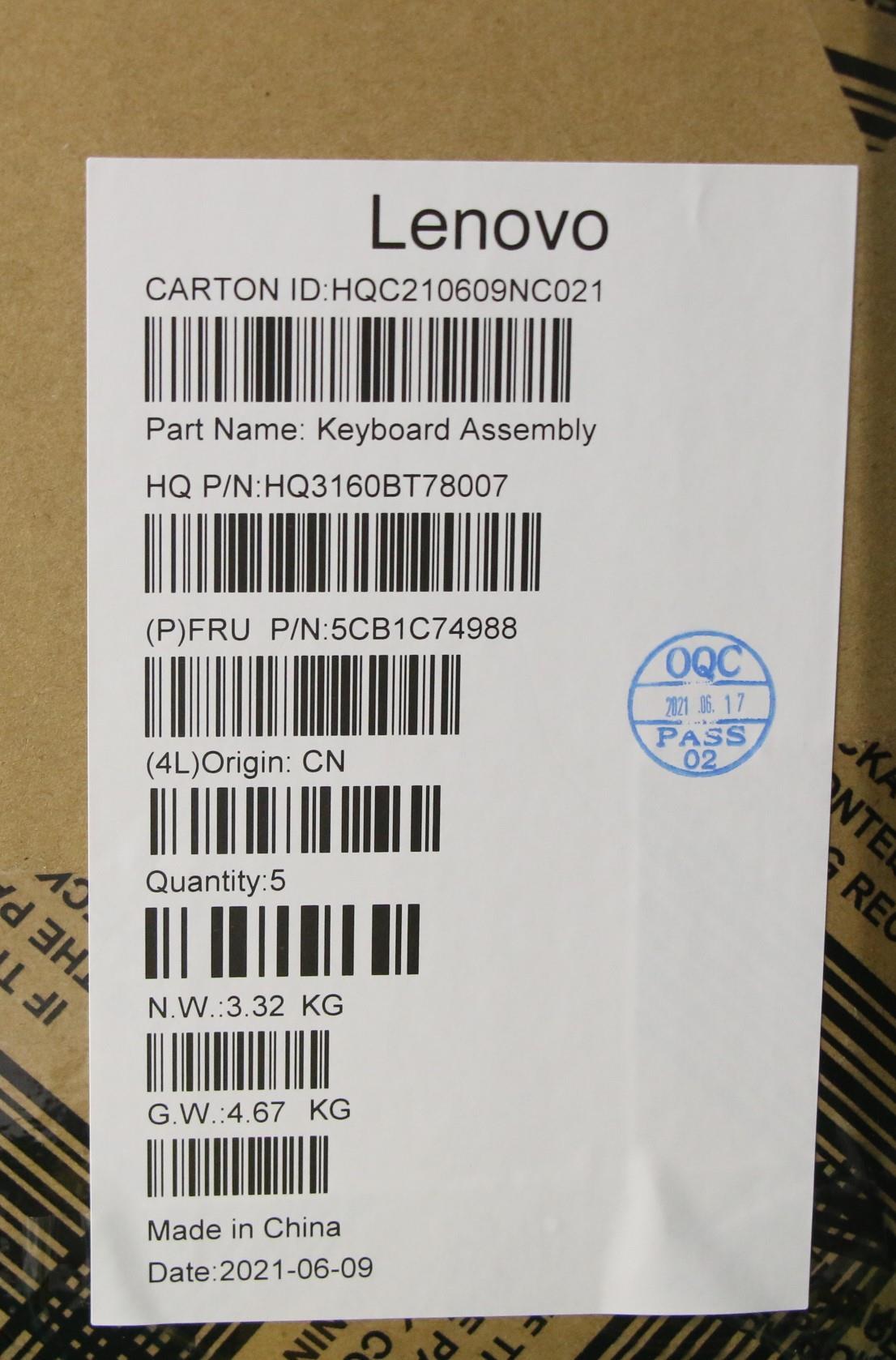 Lenovo Cover Upper Case Asm_Slv H82L5 - 5CB1C74988