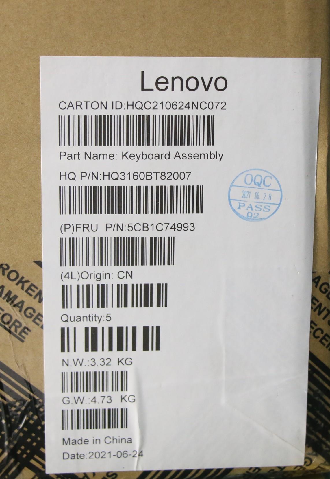 Lenovo Cover Upper Case Asm_Tur H82L5 - 5CB1C74993