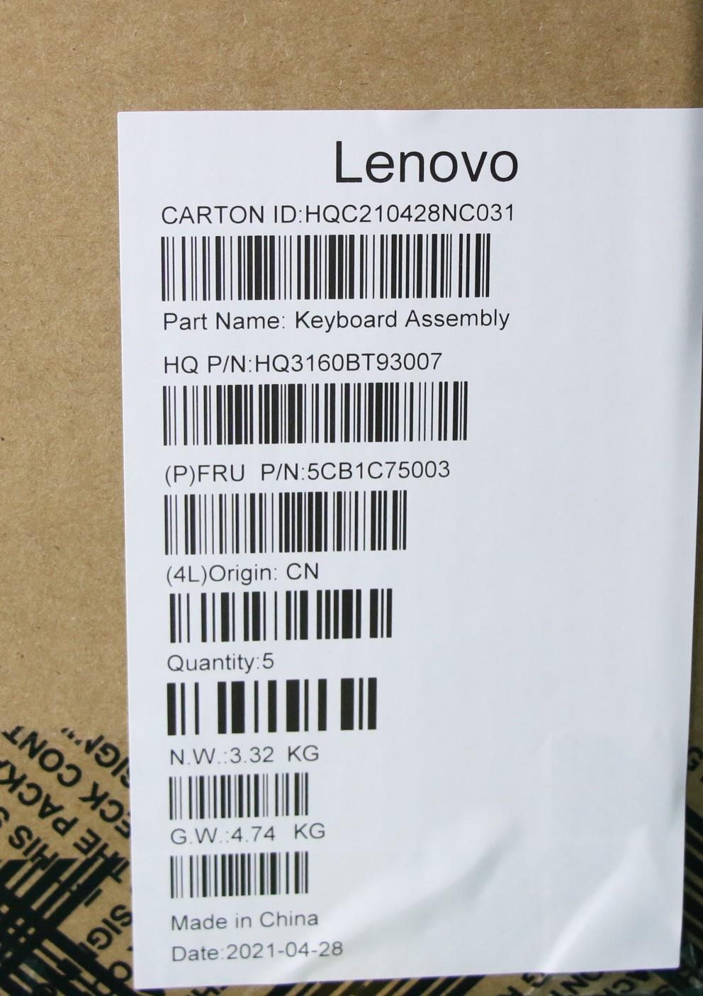 Lenovo Cover Upper Case Asm_Euro Engh - 5CB1C75003