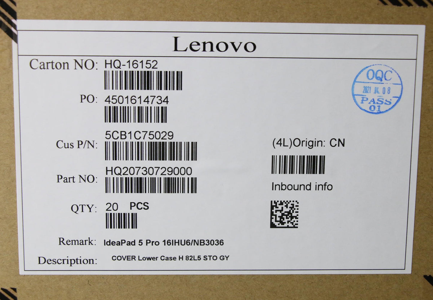 Lenovo Cover Lower Case H 82L5 Sto Gy - 5CB1C75029