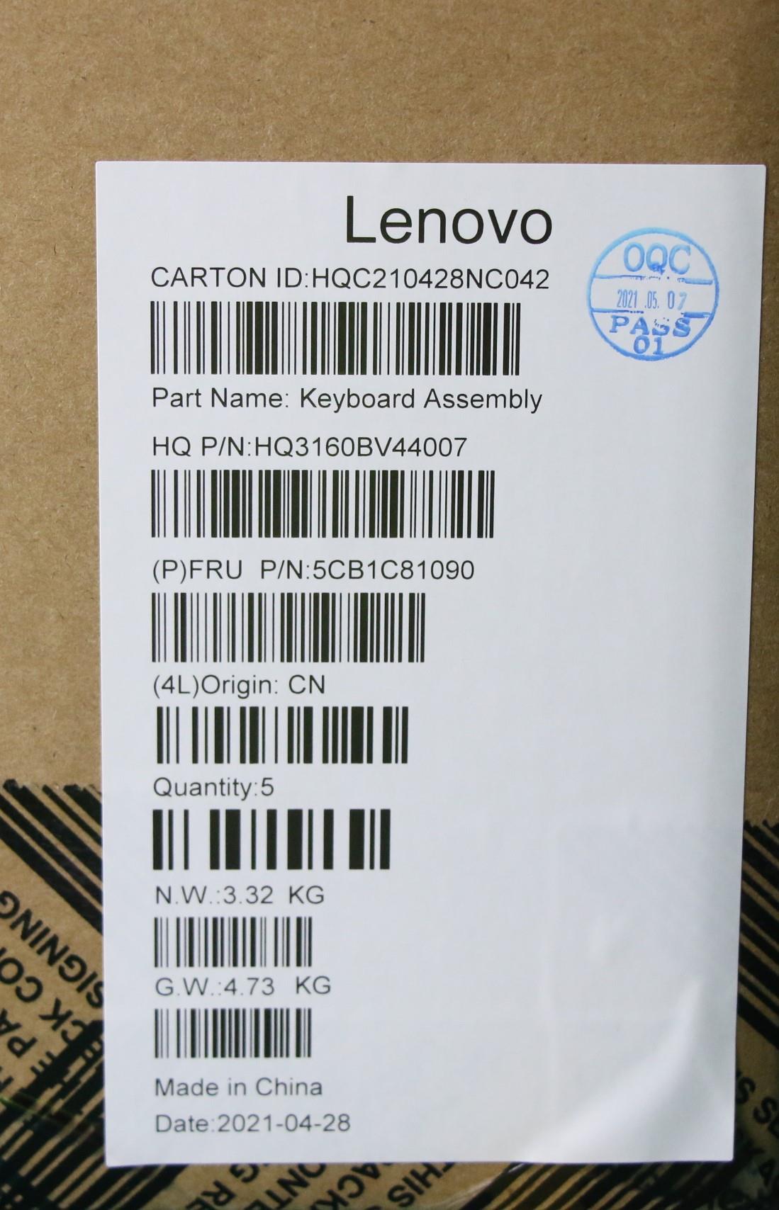 Lenovo Cover Upper Case Asm_Euro Eng - 5CB1C81090