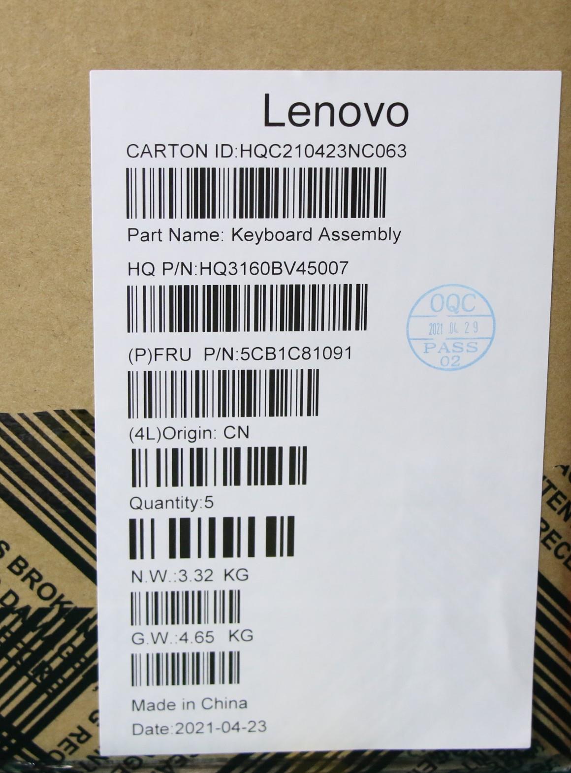 Lenovo Cover Upper Case Asm_Fra H82L9 - 5CB1C81091