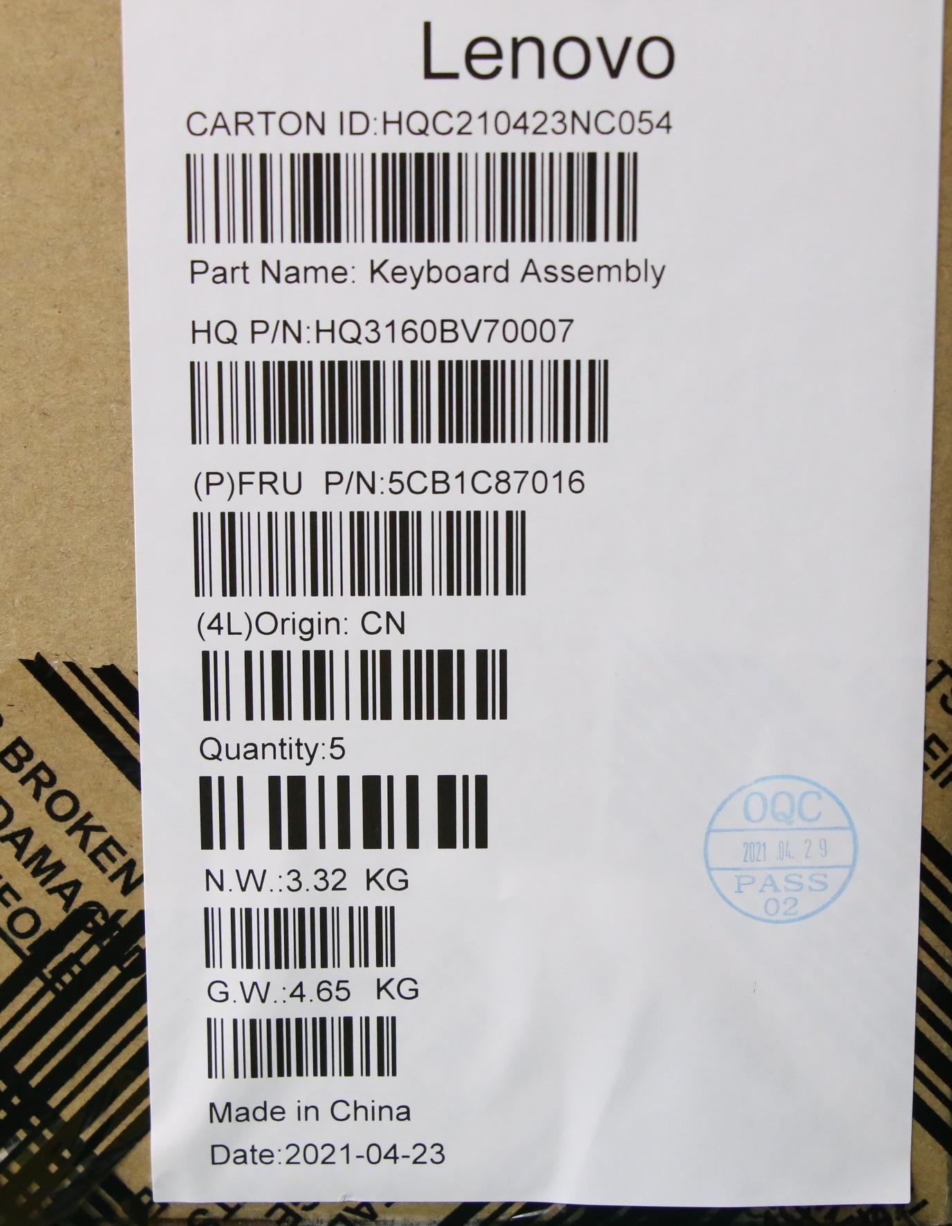 Lenovo Cover Upper Case Asm_Bel H82L9 - 5CB1C87016