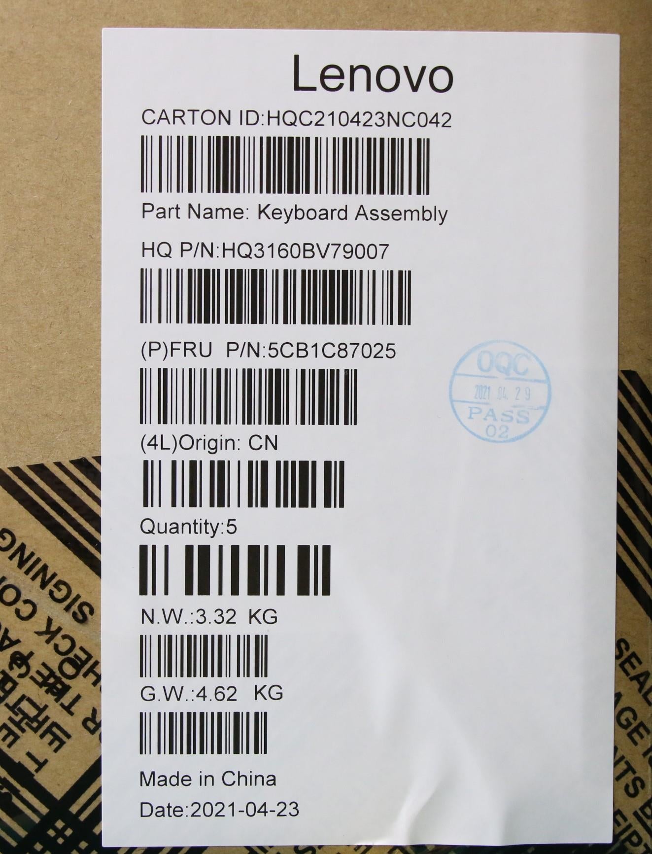 Lenovo Cover Upper Case Asm_Ger H82L9 - 5CB1C87025