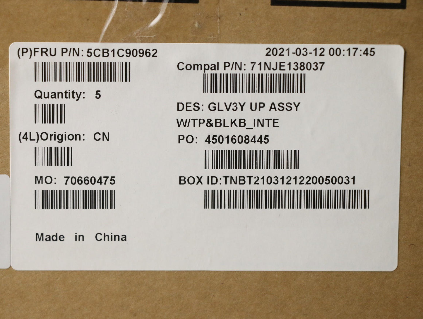 Lenovo Cover Uppercaseasm_Euro Eng C2 - 5CB1C90962