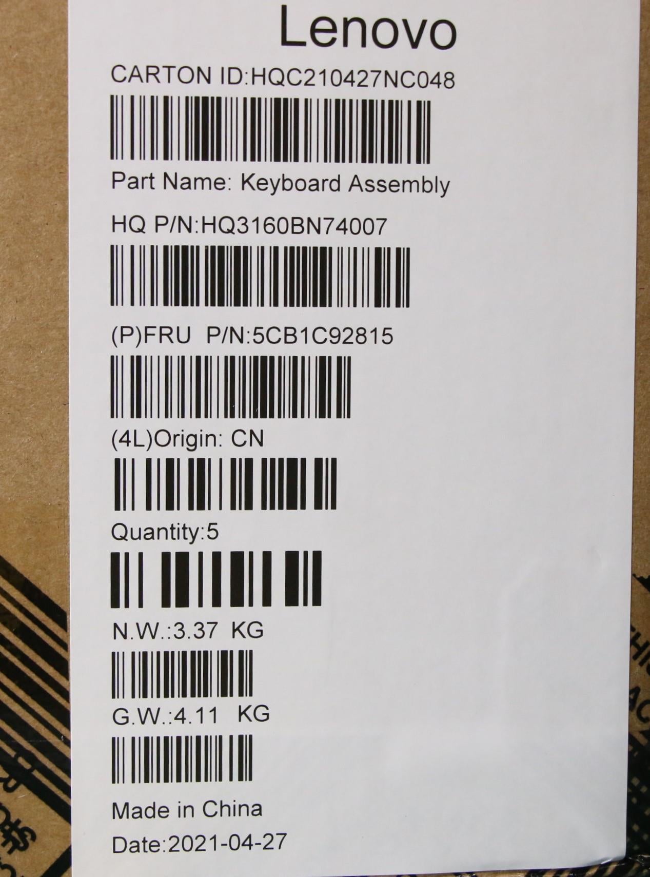 Lenovo Cover Upper Case Asm_Bel H 82K - 5CB1C92815