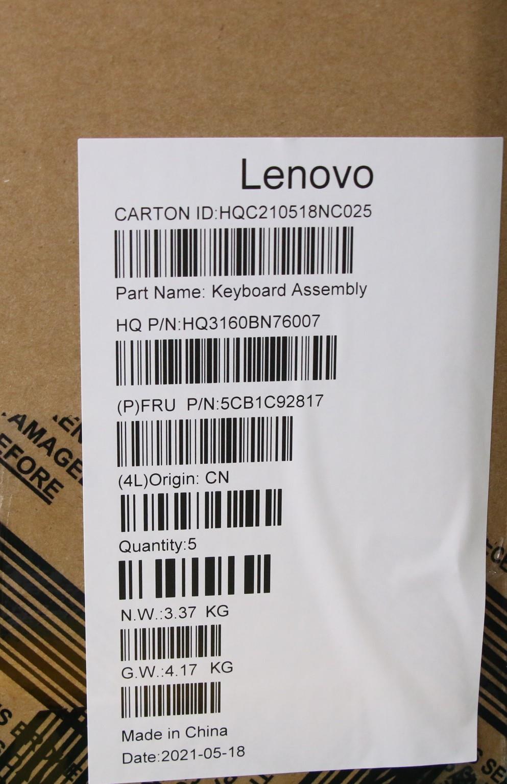 Lenovo Cover Upper Case Asm_Euro Eng - 5CB1C92817