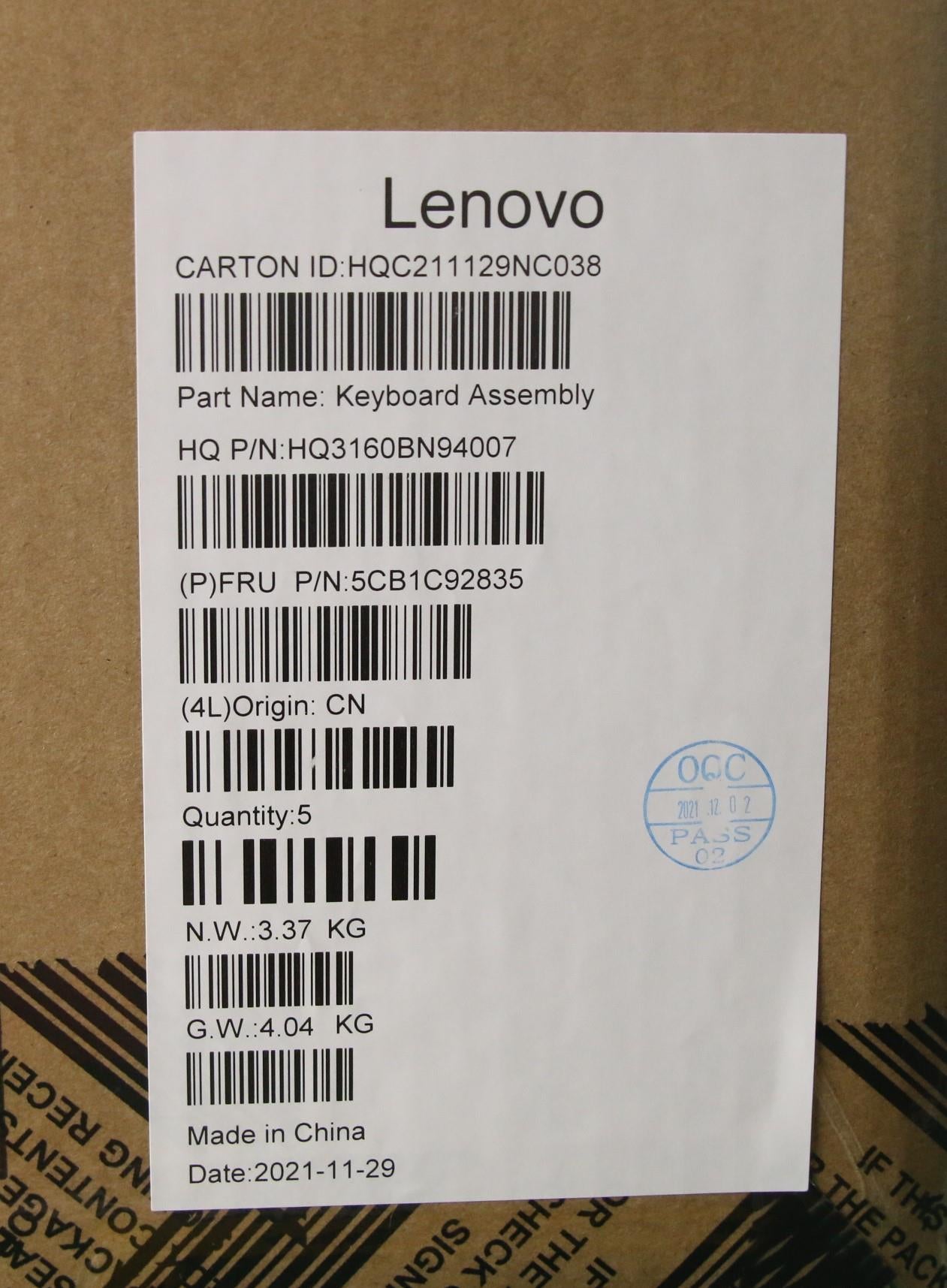 Lenovo Cover Upper Case Asm_Fra H 82K - 5CB1C92835