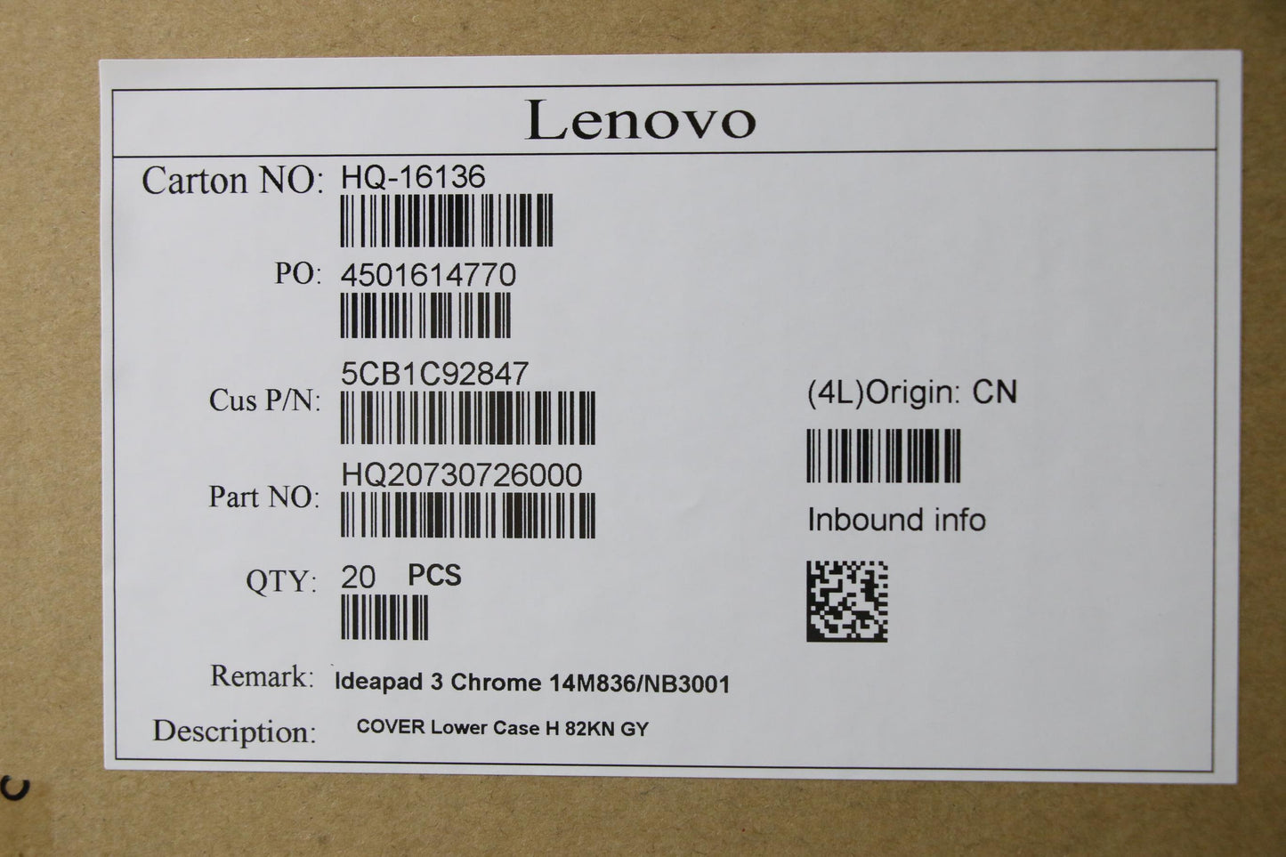 Lenovo Cover Lower Case H 82Kn Gy - 5CB1C92847