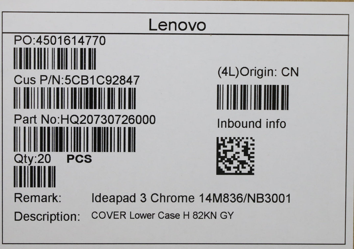 Lenovo Cover Lower Case H 82Kn Gy - 5CB1C92847