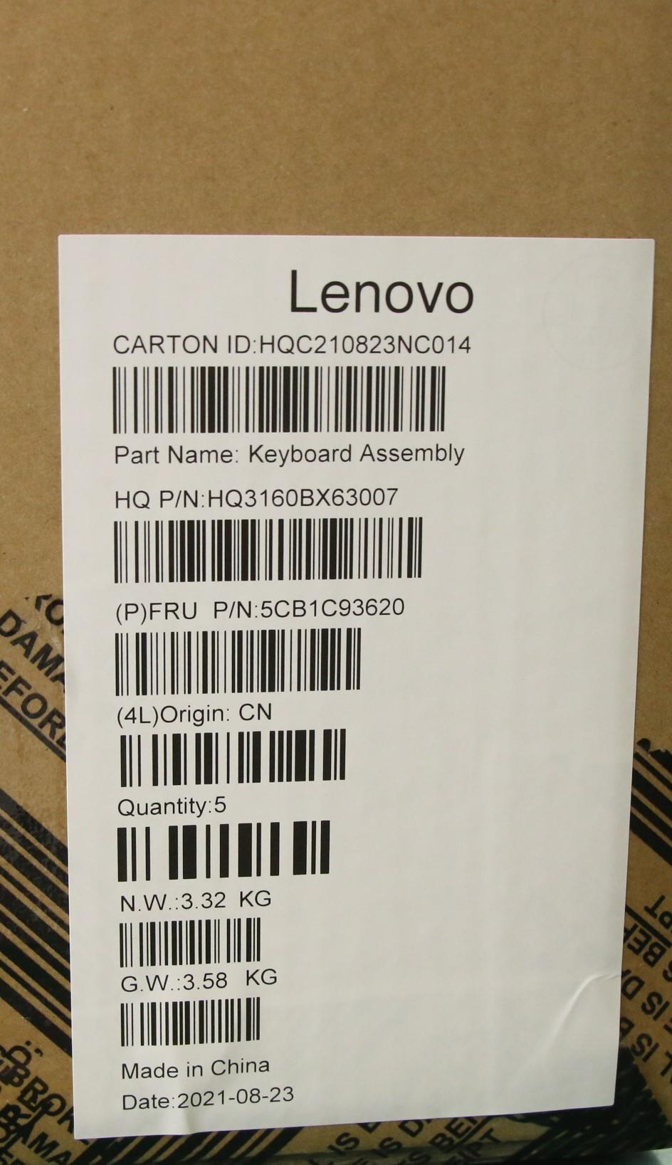 Lenovo Cover Upper Case Asm_Uke_H20Wh - 5CB1C93620