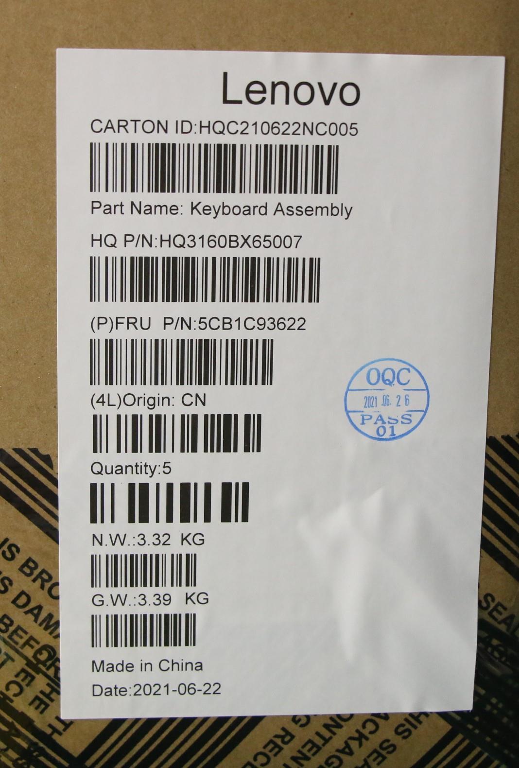 Lenovo Cover Upper Case Asm_Eng_H20Wh - 5CB1C93622