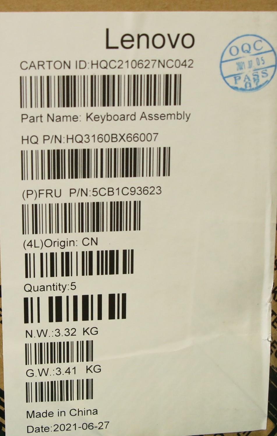 Lenovo Cover Upper Case Asm_Cze/Slk_H - 5CB1C93623