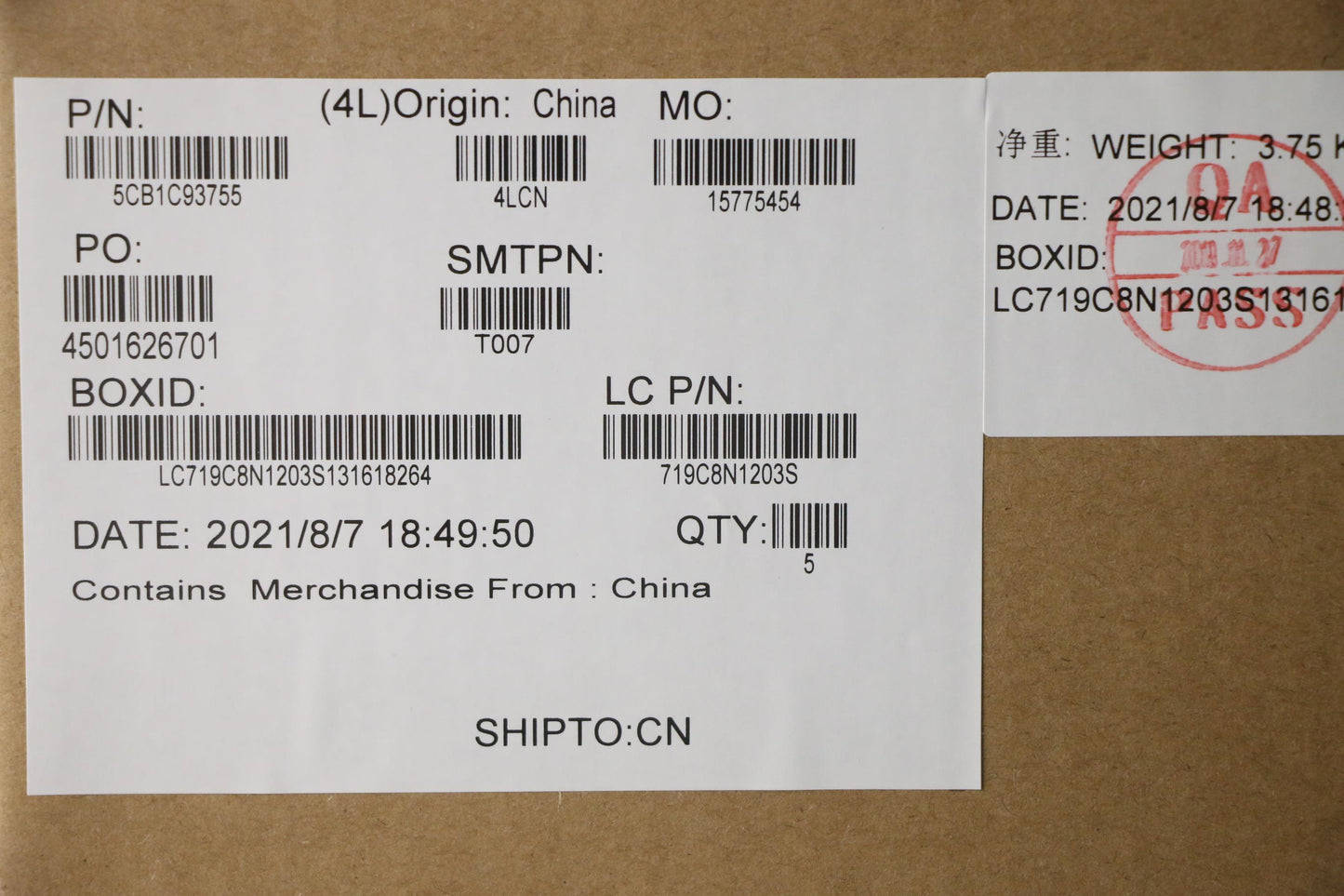 Lenovo Cover Upper Case Asm_Nordic L8 - 5CB1C93755