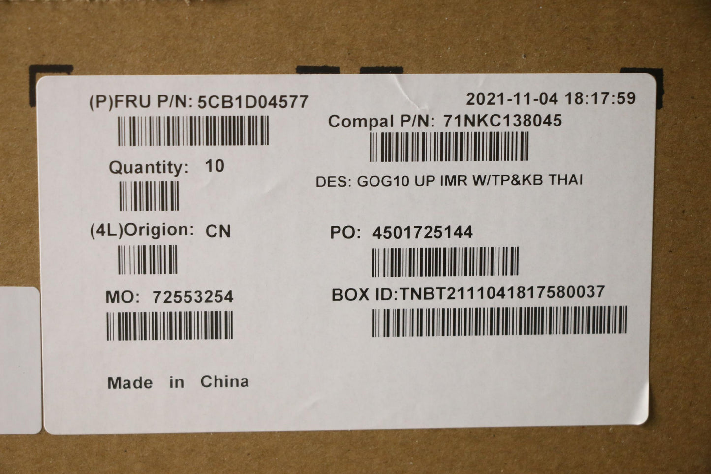 Lenovo Cover Upper Case Asm_Thai C 82 - 5CB1D04577